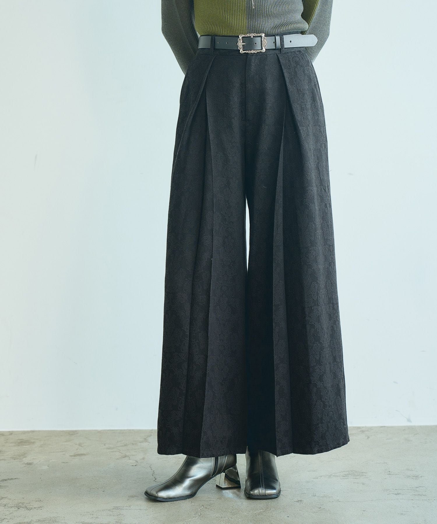 HARE VINTAGEジャガードワイドパンツ ハレ パンツ スラックス・ドレスパンツ パープル ブラック ネイビー ブラウン