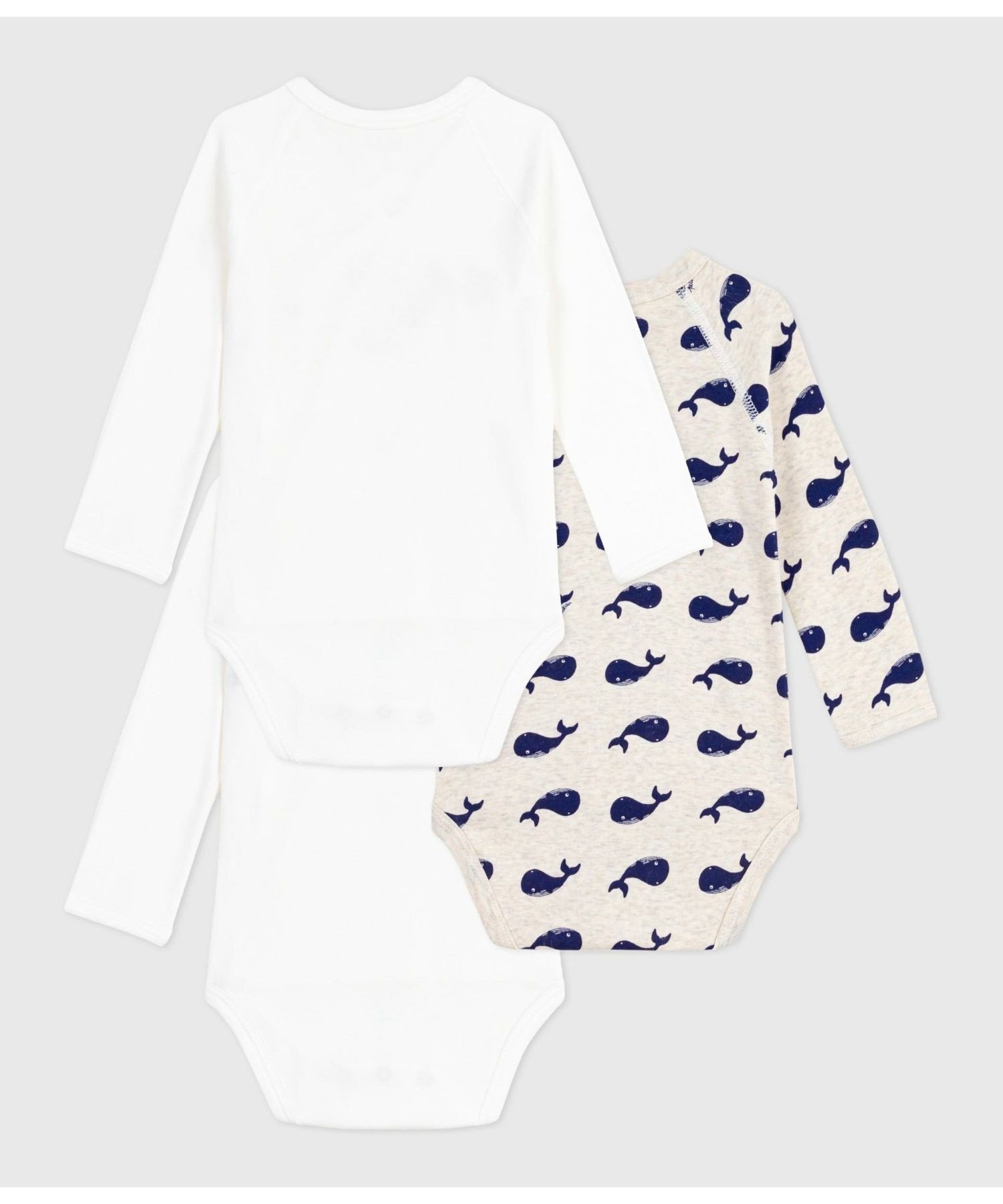 PETIT BATEAU 長袖あわせボディ3枚組 プチバトー マタニティウェア・ベビー用品 ベ...