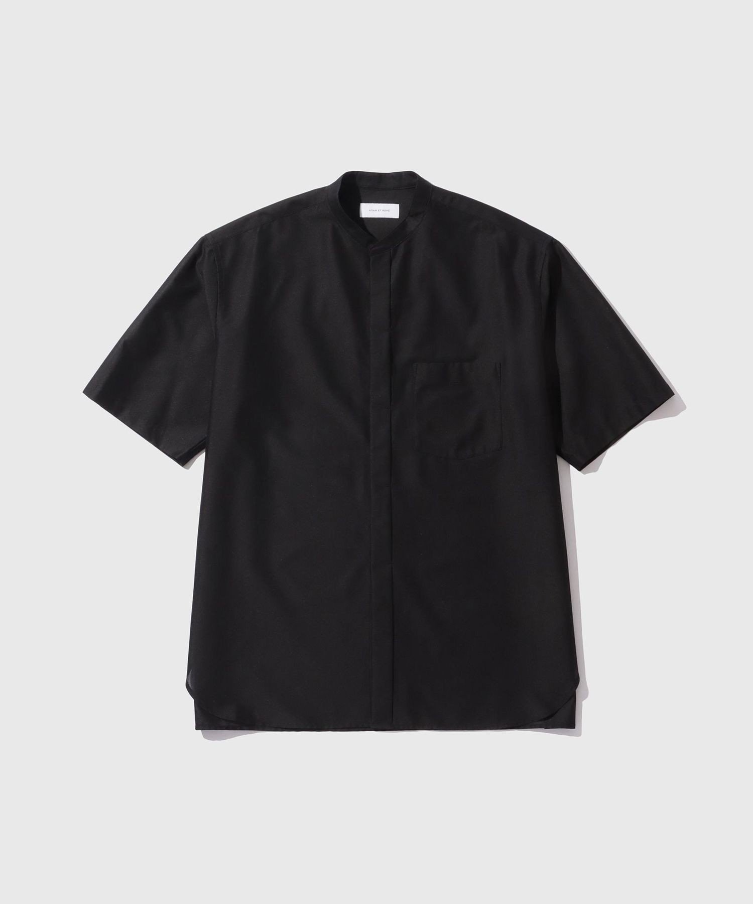 ADAM ET ROPE' HOMME 【ACT/アクト】LIGHT バンドカラー ハーフスリーブシャツ アダムエロペ トップス シャツ・ブラウス ブラック グレー【送料無料】