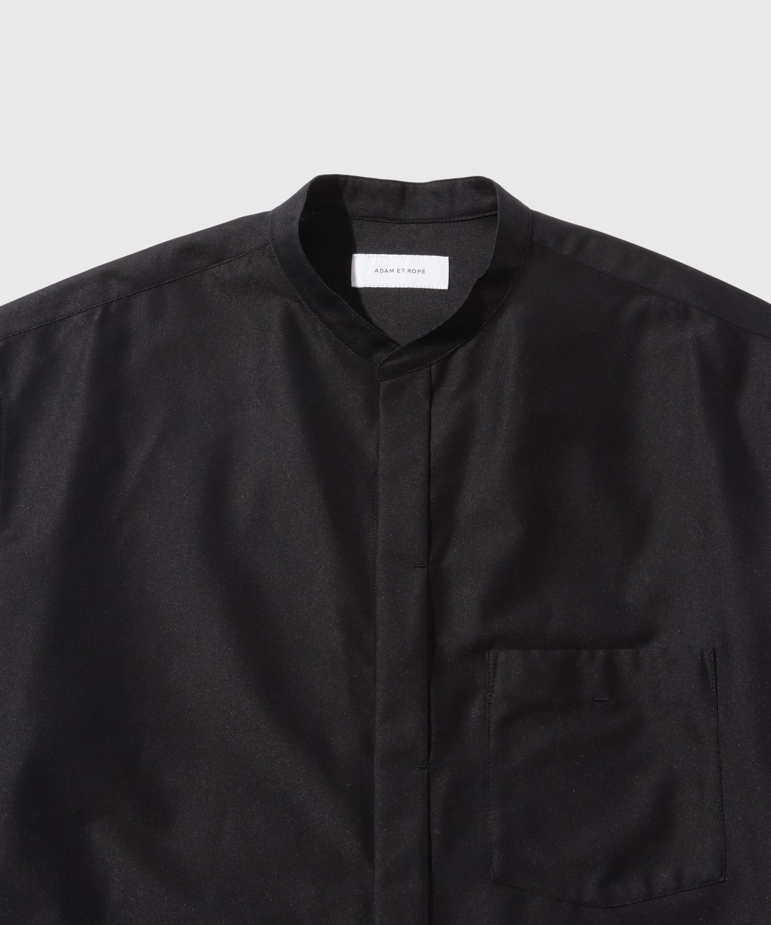 ADAM ET ROPE' HOMME 【ACT/アクト】LIGHT バンドカラー ハーフスリーブシャツ アダムエロペ トップス シャツ・ブラウス ブラック グレー【送料無料】