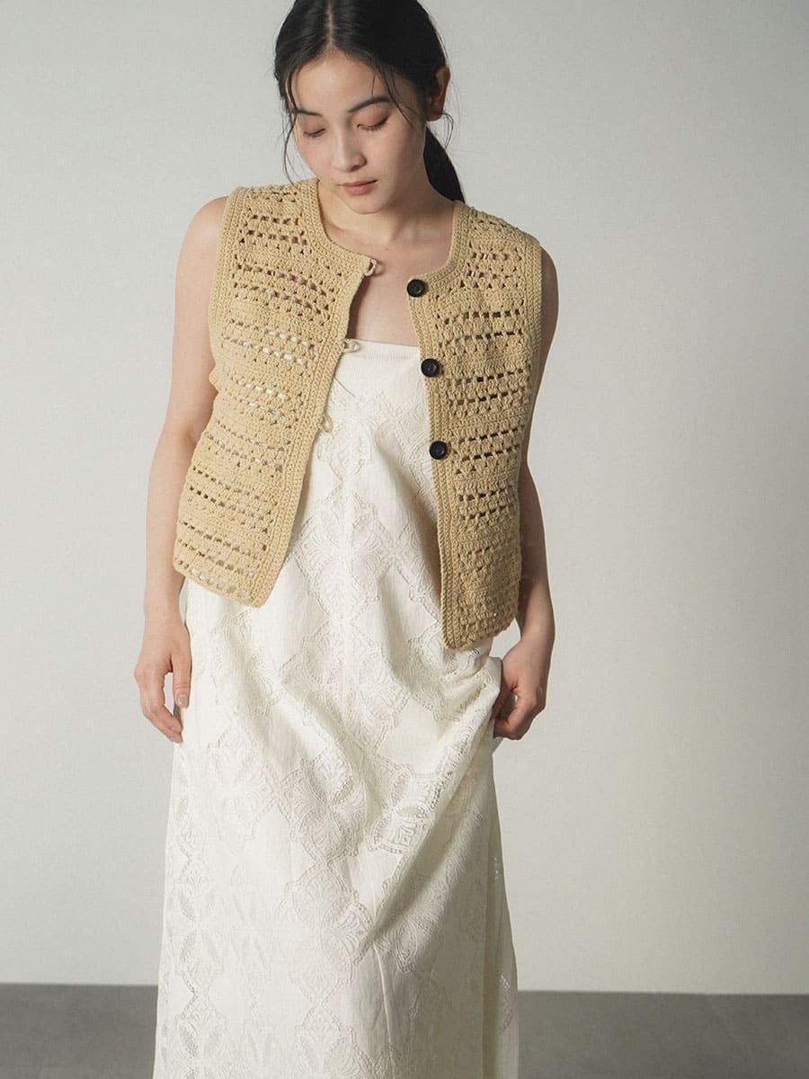 FIKA. Leavers lace cami onepiece ラシュッド ワンピース・ドレス ワンピース ブラック ホワイト【送料無料】