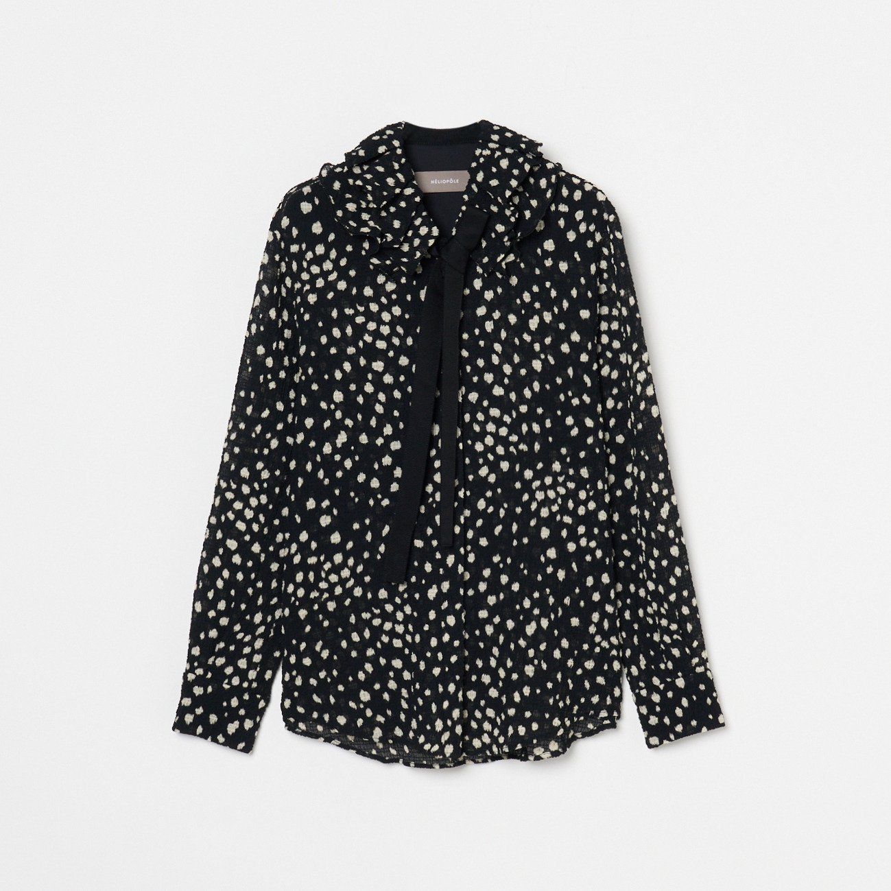 HELIOPOLE DOT PRINT FRILL COLLAR BLOUSE エリオポール トップス シャツ・ブラウス ブラック グリーン