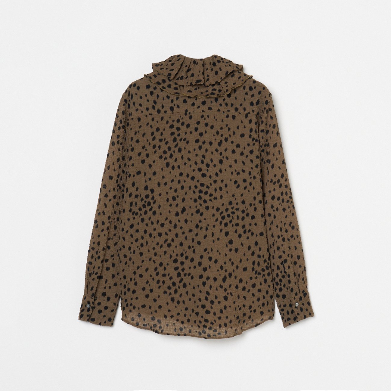 HELIOPOLE DOT PRINT FRILL COLLAR BLOUSE エリオポール トップス シャツ・ブラウス ブラック グリーン