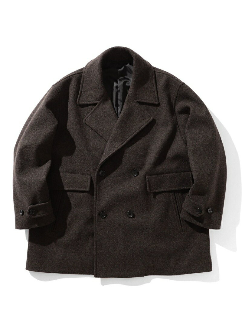 【SALE／60%OFF】BEAMS MEN BEAMS / ルーズ ワイド ピーコート ビームス アウトレット ジャケット・アウター ダッフルコート ブラウン ベージュ【送料無料】