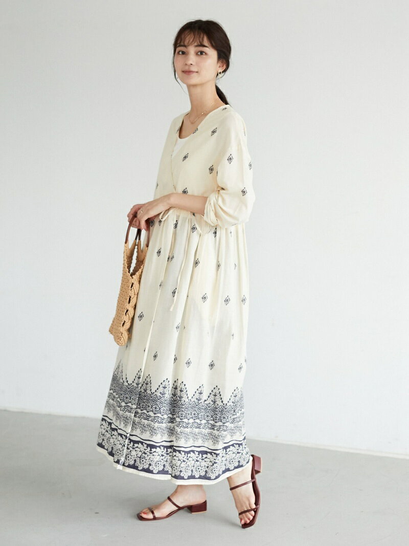 【SALE／60%OFF】CRAFT STANDARD BOUTIQUE パネル柄カシュクールワンピース クラフトスタンダードブティック ワンピース・ドレス その他のワンピース・ドレス ホワイト グレーのサムネイル