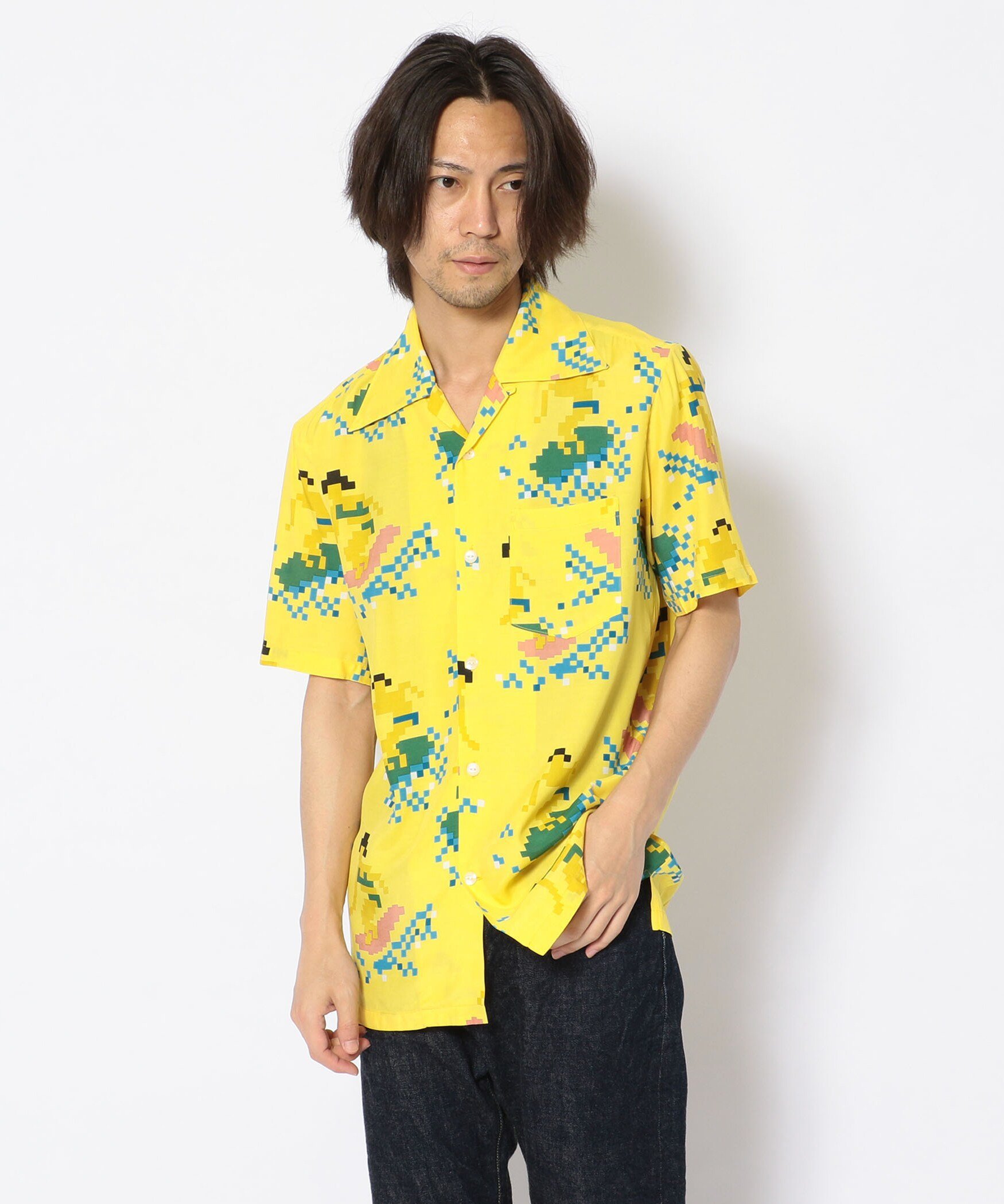 RAWLIFE Aloha Blossom/アロハ ブロッサム/BIT SURFER SHIRTS/ビットサーファー アロハシャツ ロイヤルフラッシュ シャツ/ブラウス 半袖シャツ イエロー【送料無料】