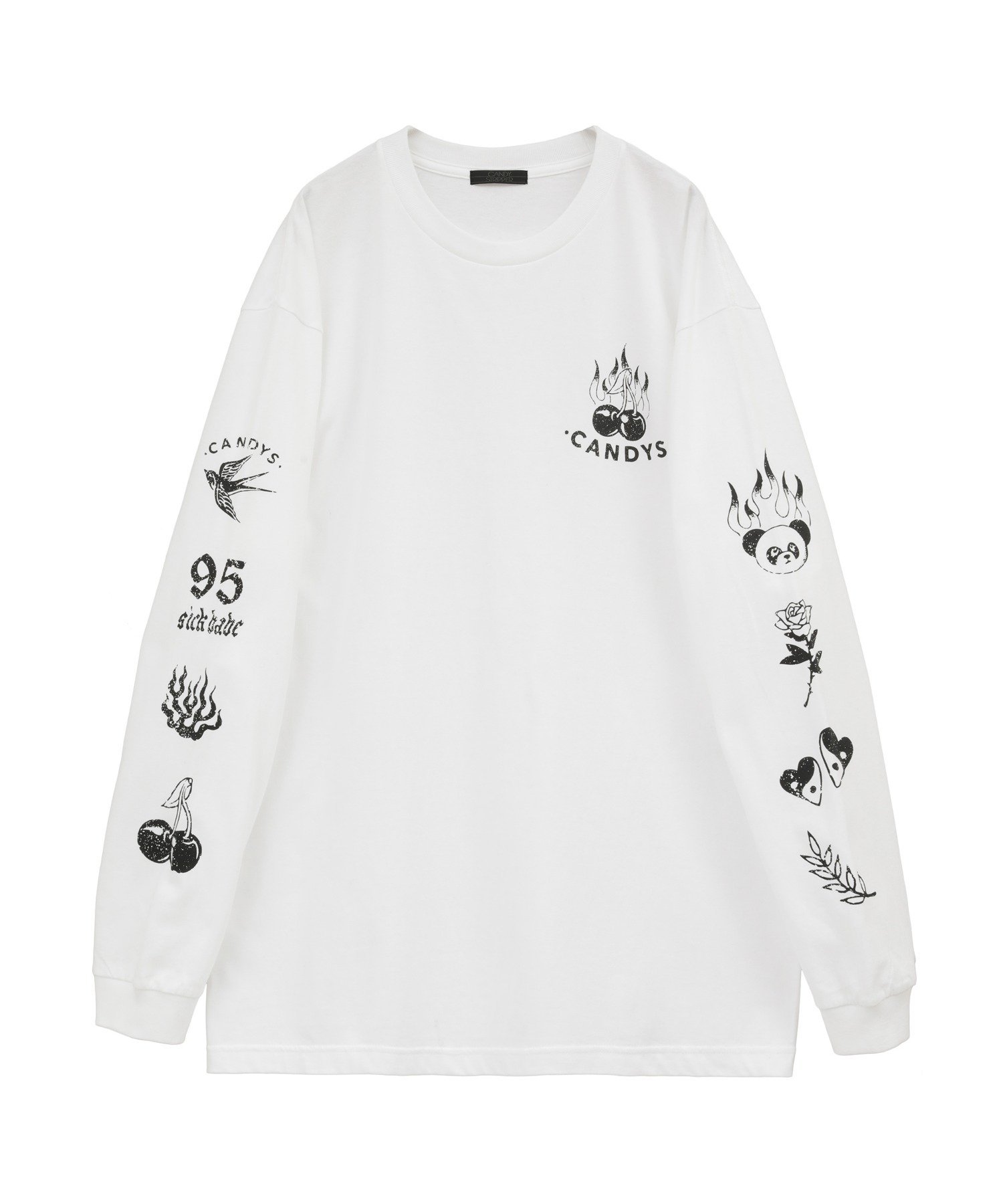 Candy Stripper OLD SCHOOL TATTOOS L/S TEE キャンディストリッパー トップス カットソー Tシャツ ホワイト ブラック【送料無料】