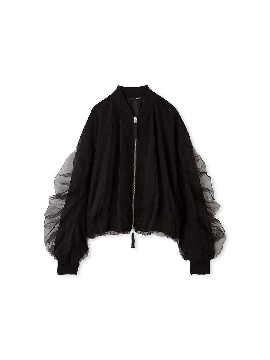 styling/ チュールラッピングブルゾン スタイリング ジャケット・アウター ブルゾン・ジャンパー ブラック ホワイト【送料無料】のサムネイル