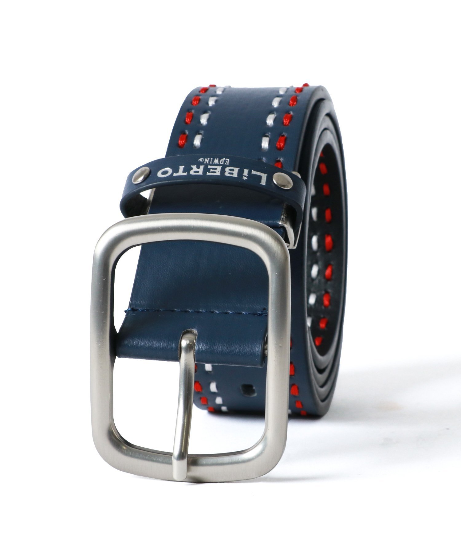 【SALE／32%OFF】LiBERTO EDWIN LIBERTO EDWIN リベルトエドウィン ベルト メンズ ダブル ステッチ カジュアル ビジネス 合皮 マルカワ ファッション雑貨 ベルト ホワイト ネイビー ブラック