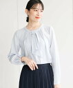 MK MICHEL KLEIN マルチwayボウタイブラウス/洗える エムケーミッシェルクラン トップス シャツ・ブラウス ブルー ホワイト【送料無料】