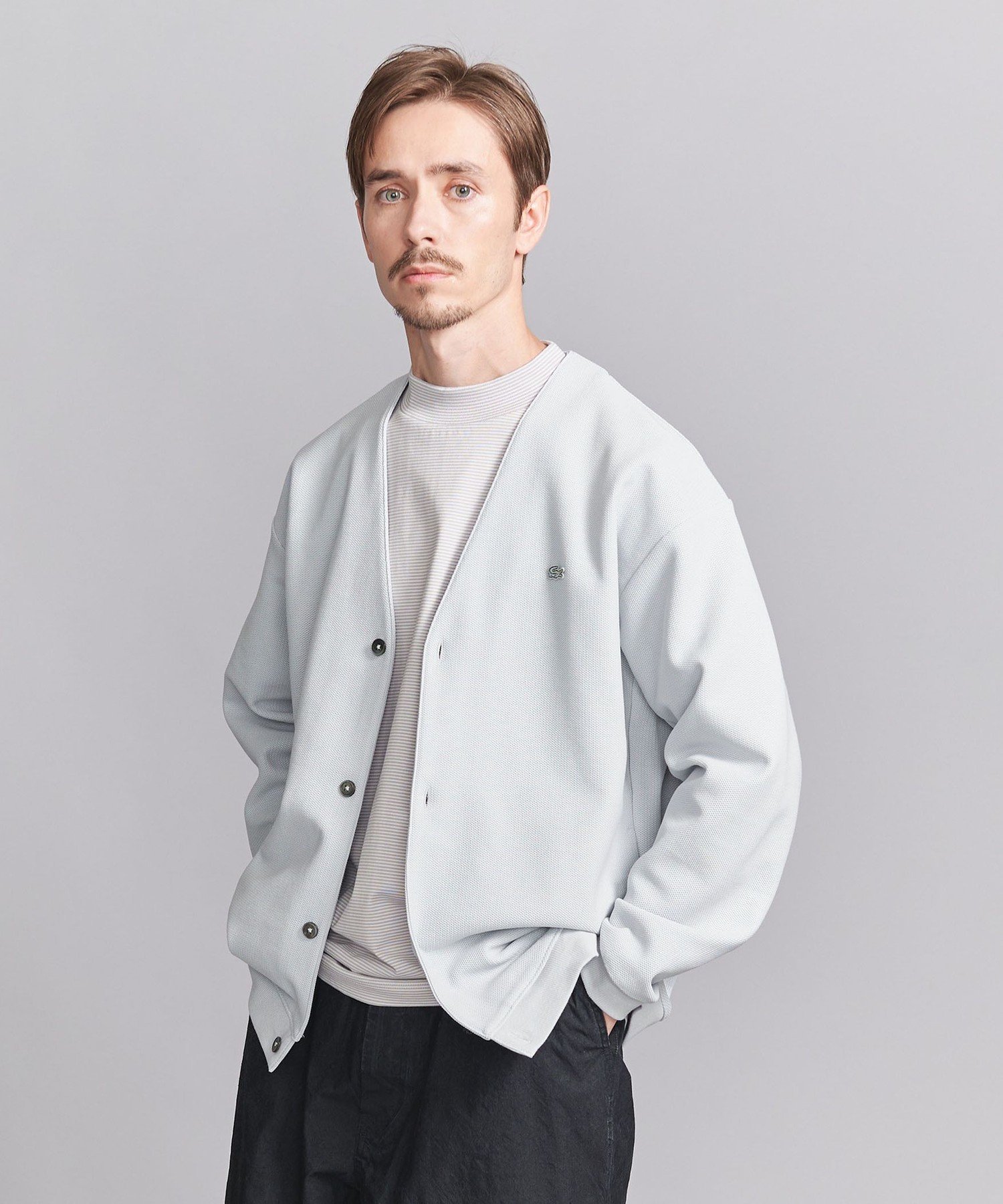 【SALE/40%OFF】BEAUTY&YOUTH UNITED ARROWS <LACOSTE for BEAUTY&YOUTH> 1トーン カーディガン ビューティー&ユース ユナイテッドアローズ トップス カーディガン グレー グリーン【送料無料】