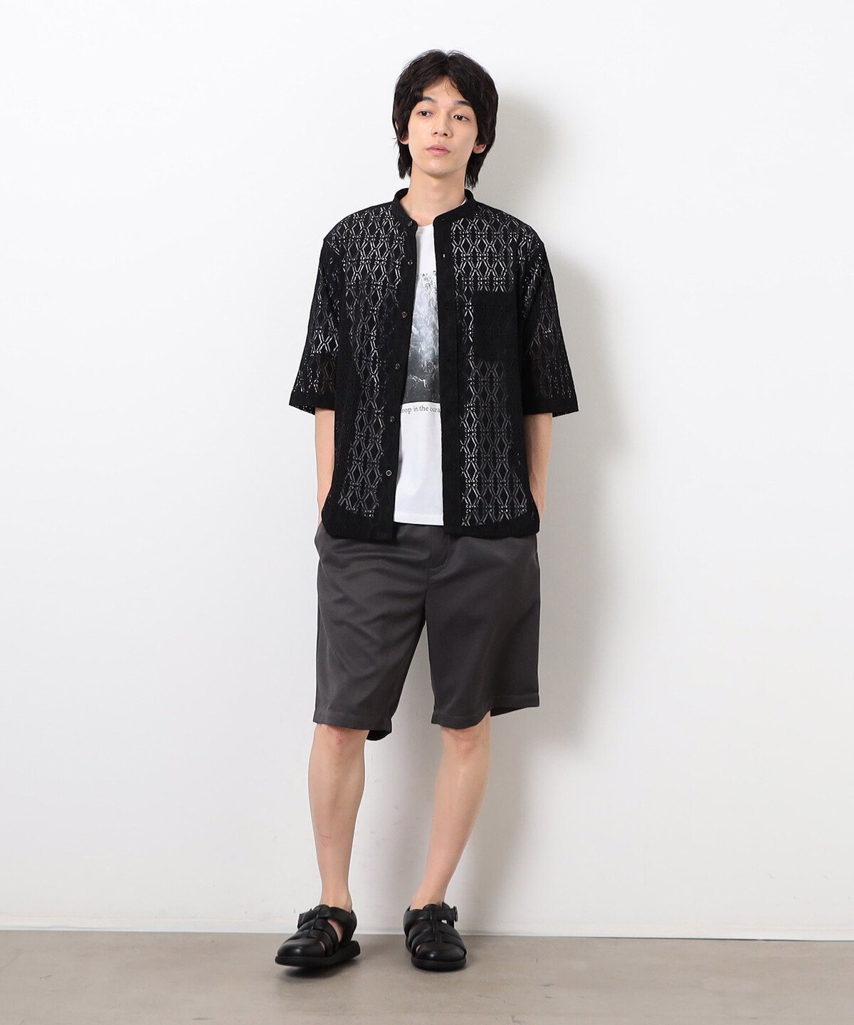 【接触冷感】 Feel-Cool フォトTシャツ 「SEA」 コムサイズム トップス カットソー・Tシャツ グレー ホワイト