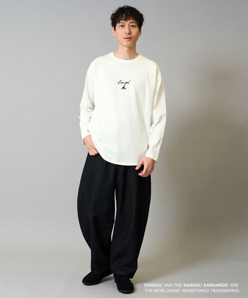 KANGOLスクエアプリントロングシルエットカットソー アー・ヴェ・ヴェ トップス カットソー・Tシャツ ブラック ホワイト