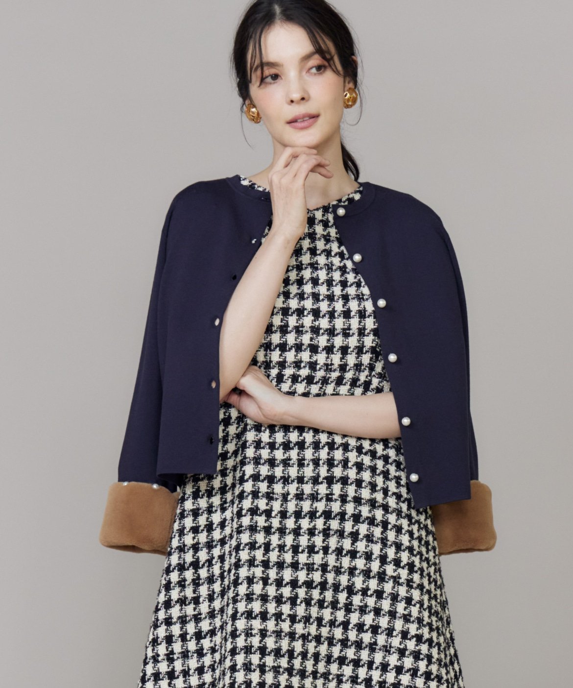 Maglie par ef-de 《大きいサイズ》ファースリーブニットプルオーバー マーリエ ル カセット トップス ..