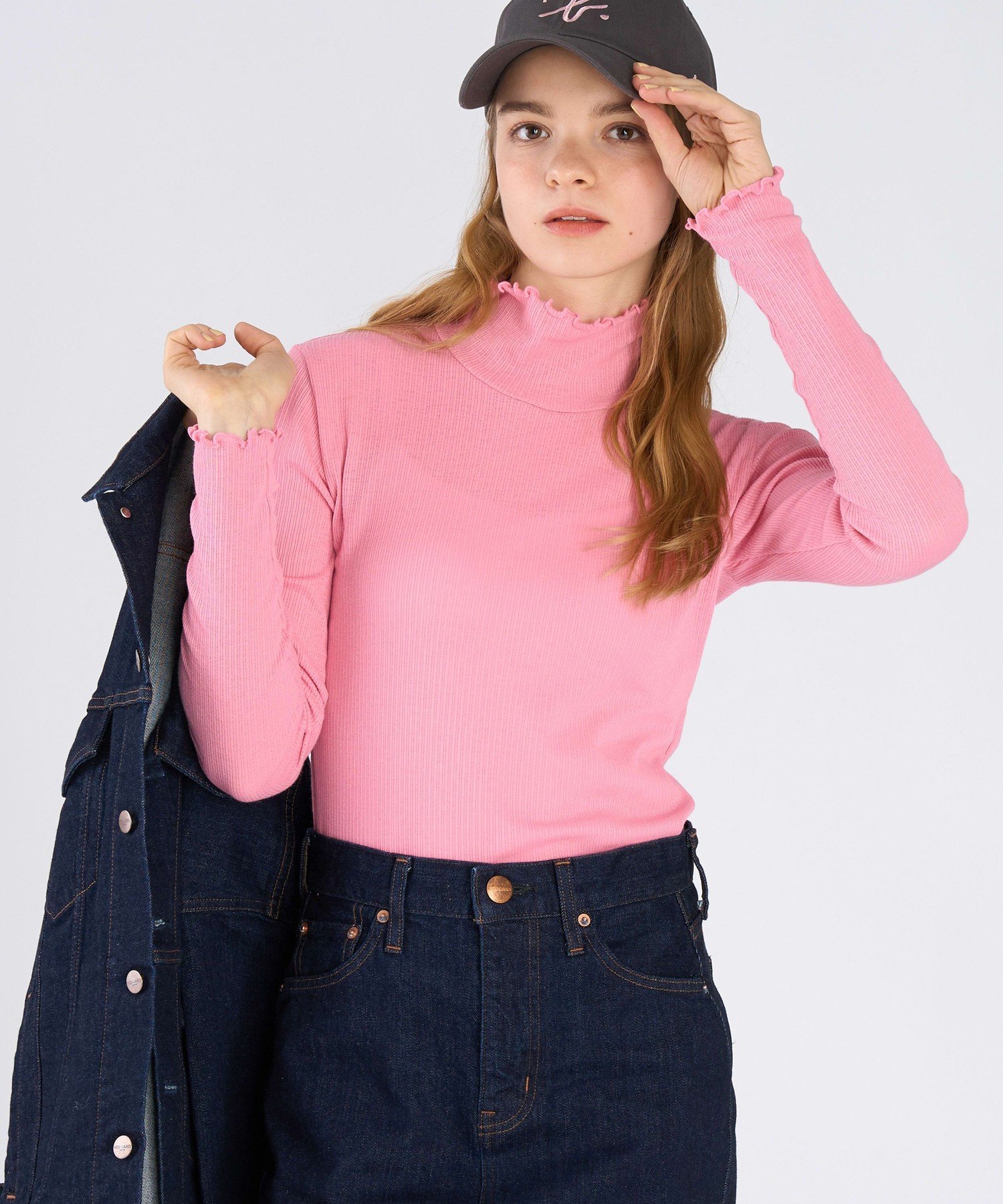 . シャーリング ジャージー タートル プルオーバー アニエスベー トップス カットソー・Tシャツ ピンク