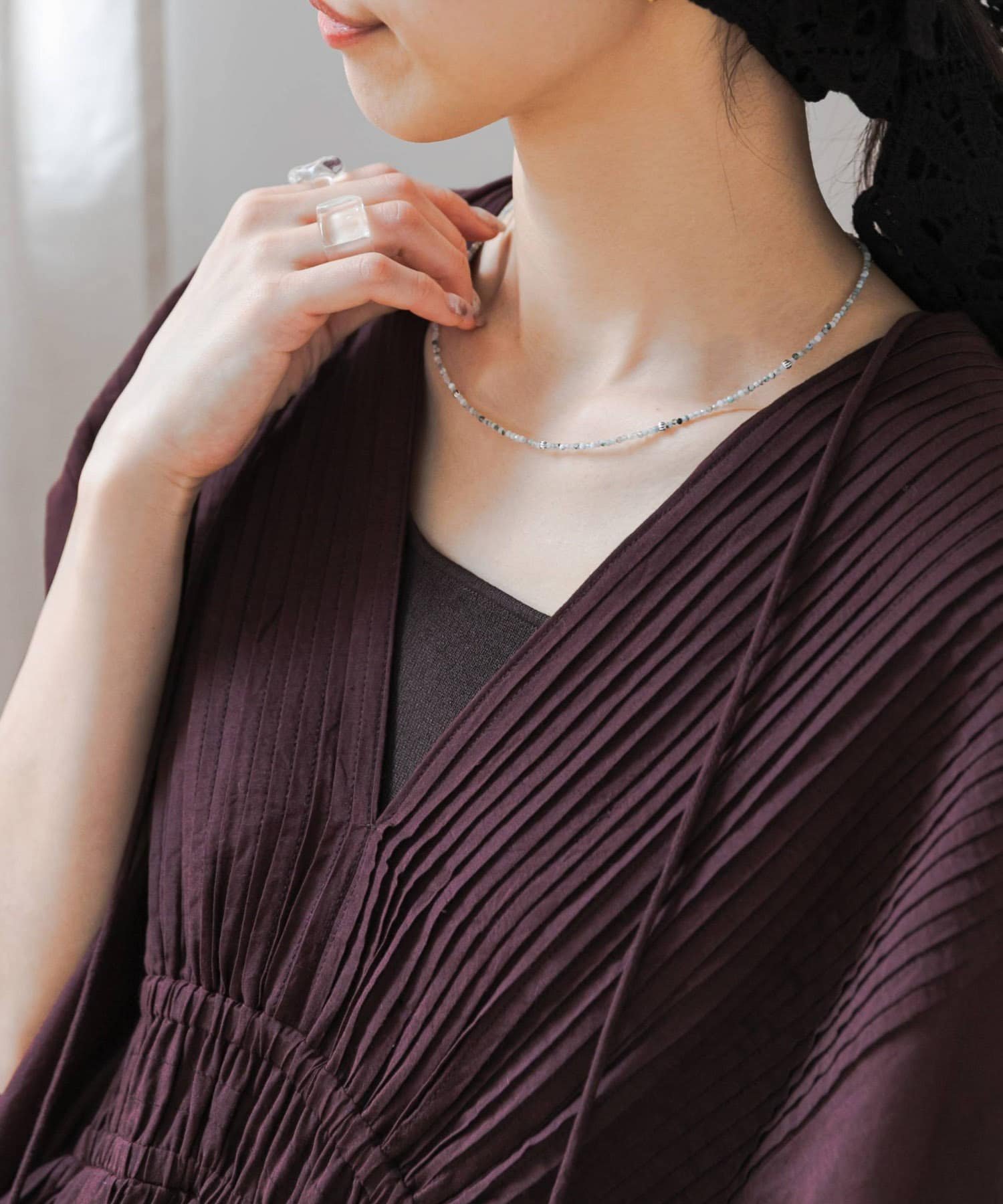 URBAN RESEARCH DOORS 天然石×SVショートネックレス アーバンリサーチドアーズ アクセサリー・腕時計 ネックレス ブラウン ホワイト【送料無料】