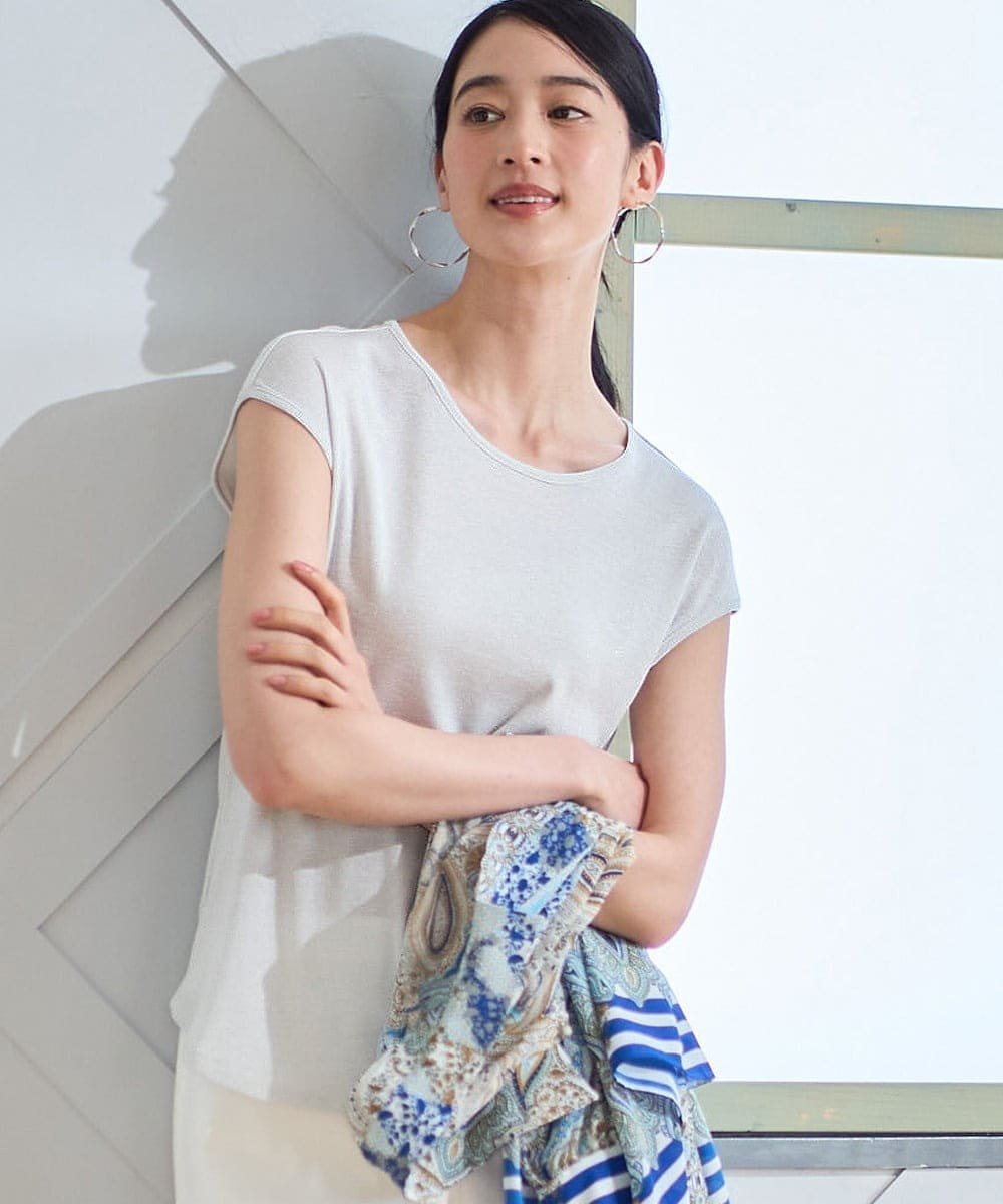 （小さいサイズ） ラメフライスカットソー メゾンドゥサンク トップス カットソー・Tシャツ ベージュ