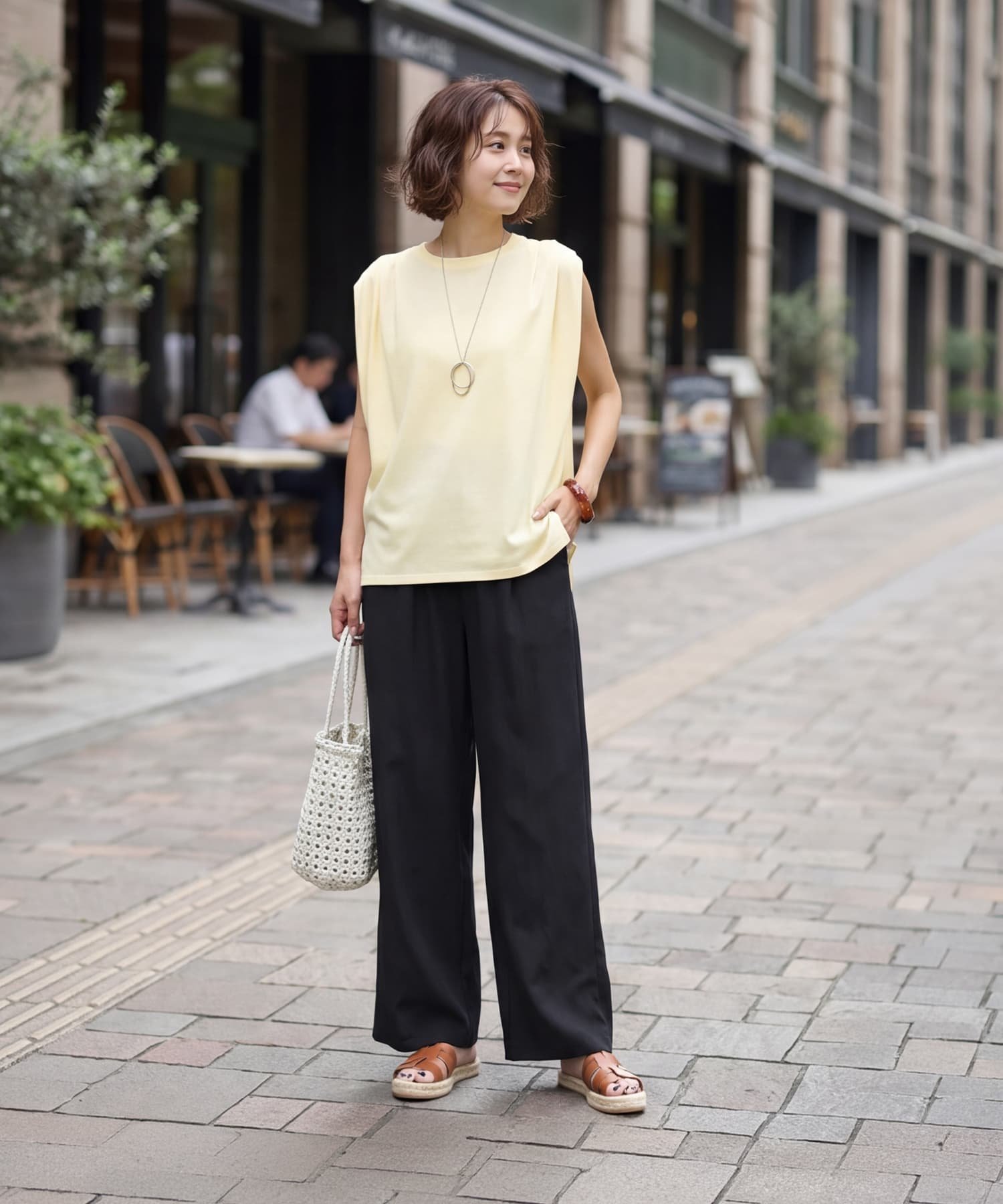 STYLE DELI 【セット対応】微シボギャザーワイドパンツ スタイルデリ パンツ その他のパンツ ブラック ベージュ
