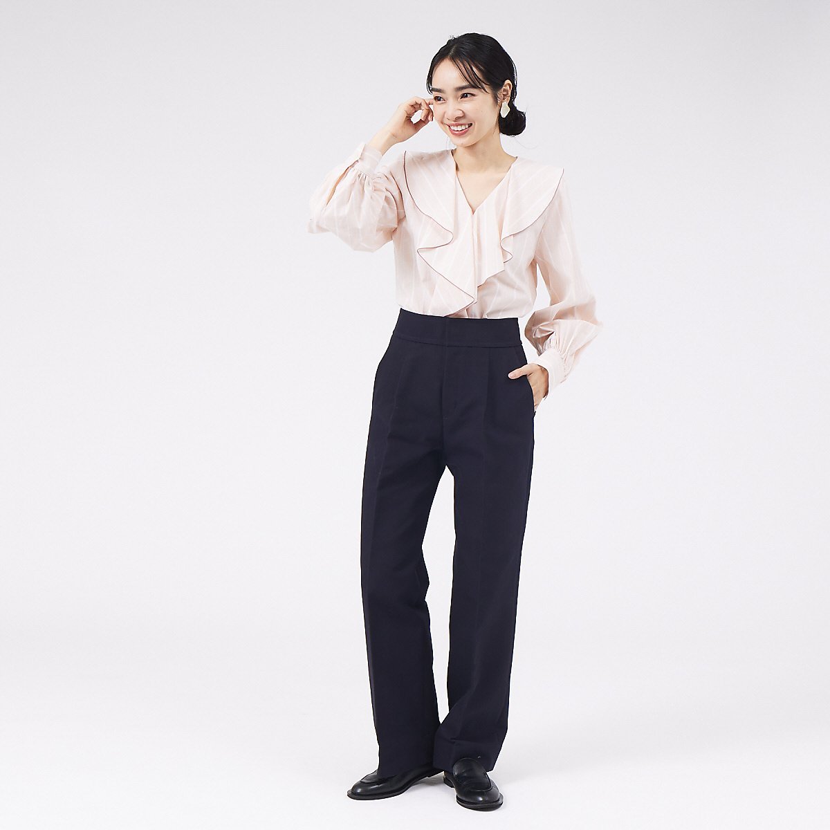 qualite コットン2重織ストレートパンツ カリテ パンツ その他のパンツ ベージュ ホワイト