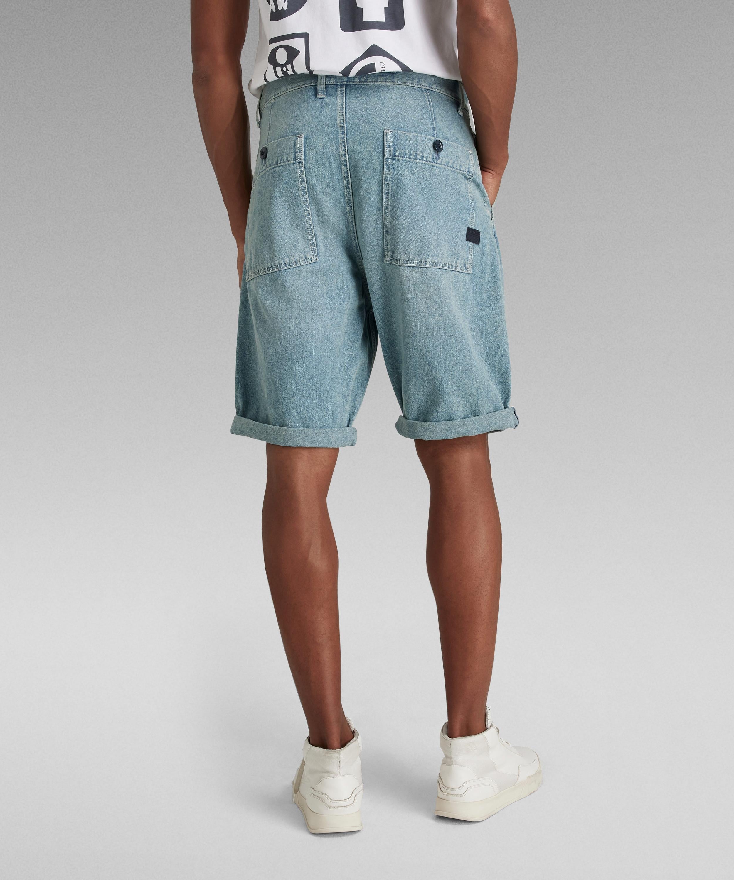 【公式ショップ】WORKER CHINO RELAXED SHORTS/リラックスシルエットワイドデニムショートパンツ ジースターロゥ パンツ ジーンズ・デニムパンツ ブルー