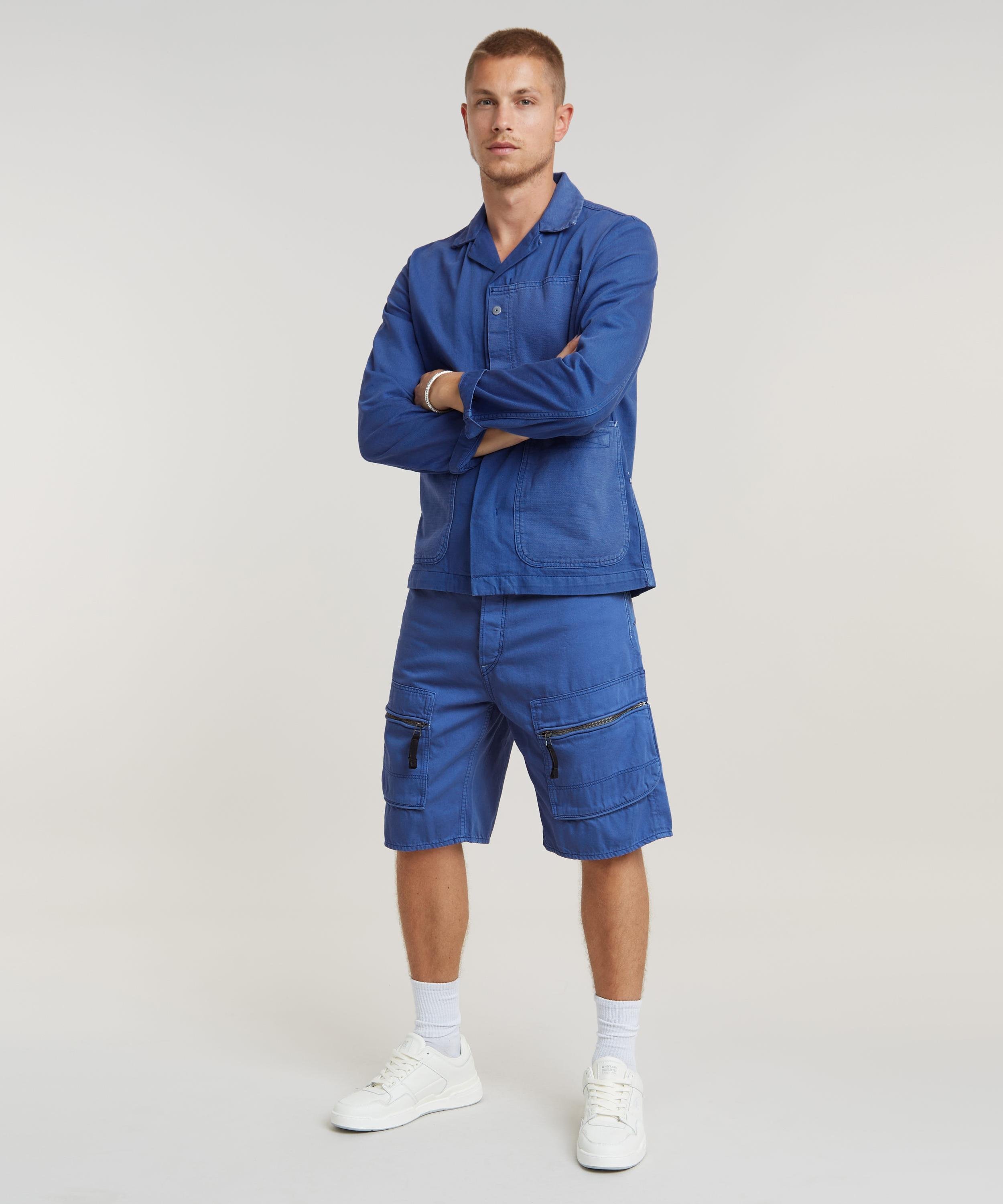 【公式ショップ】DENIM CARGO LOOSE SHORTS/デニムカーゴショートパンツ ジースターロゥ パンツ カーゴパンツ ブルー
