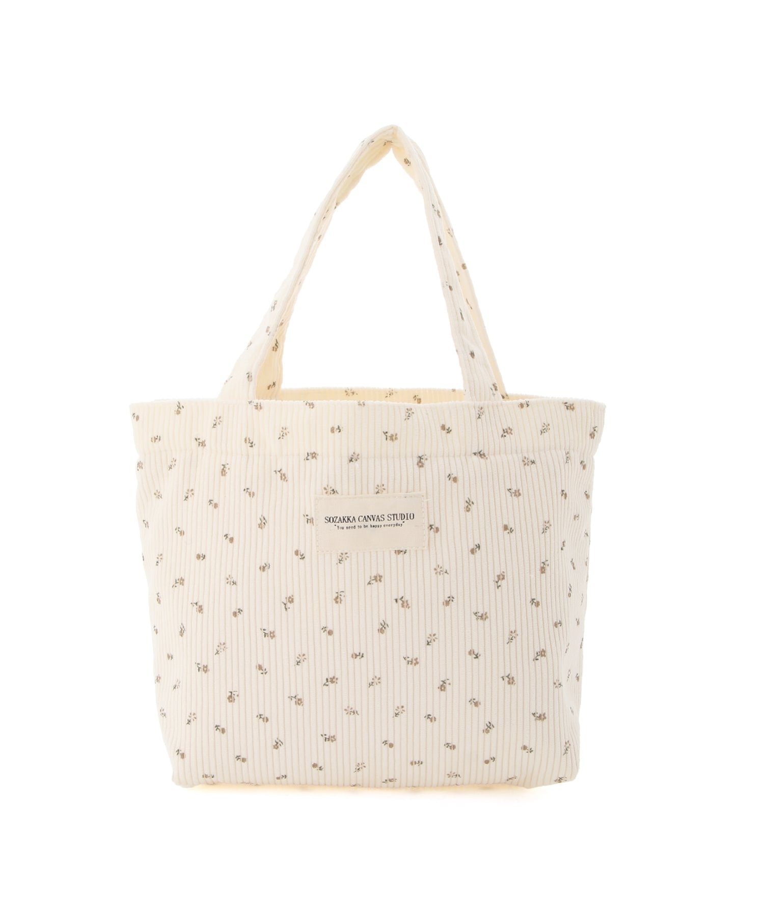 Mignonjour Mignonjour/(W)フラワー柄コーデュロイミニトートバッグ ミニョントレフル ルームヨンマルサンセレクティッド バッグ トートバッグ ブラウン ホワイト ピンク