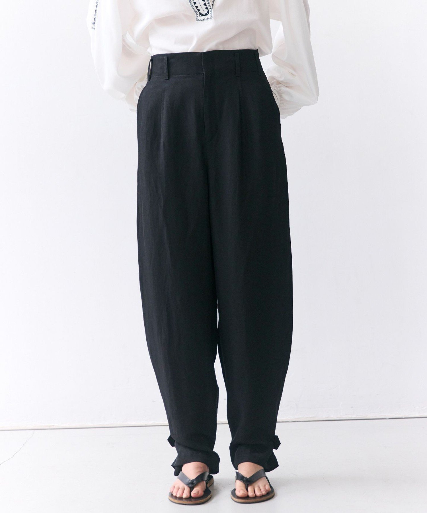 , BERNARD / リネン混 ヘムタグ 2WAYパンツ ベイジ, パンツ その他のパンツ ブラック