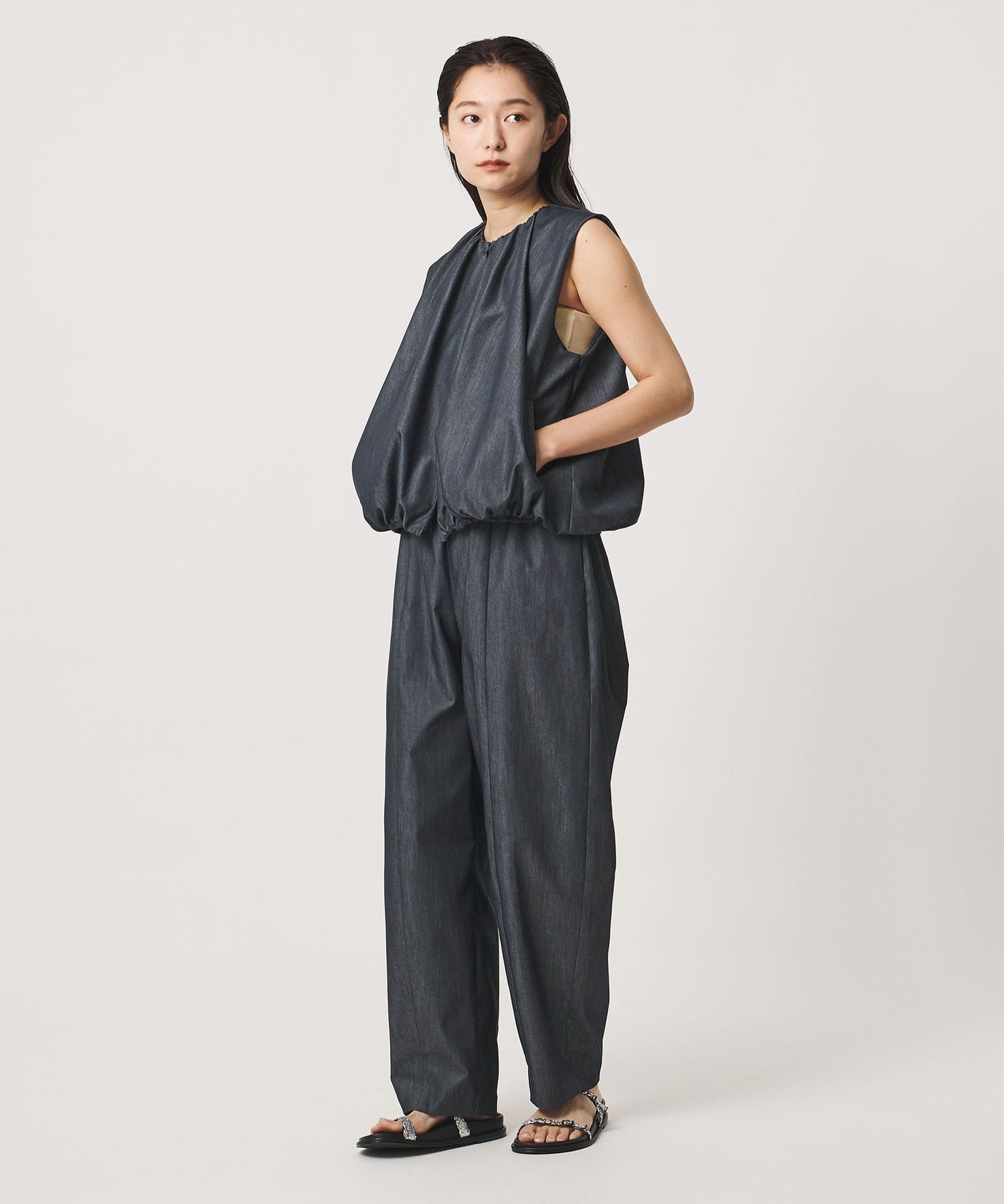 ＜MARW UNITED ARROWS＞シャンブレー ジップアップ ブラウス ビューティー＆ユース ユナイテッドアローズ トップス シャツ・ブラウス ネイビー