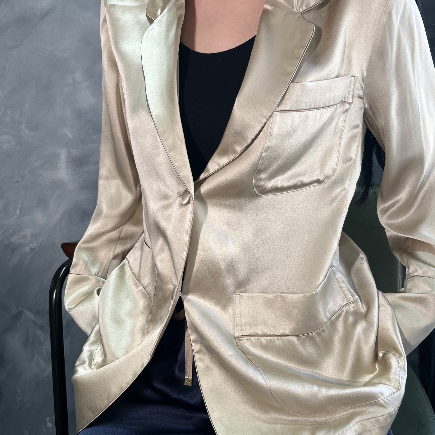 【SALE／50%OFF】BIYOMA ウォッシャブルシルクサテン ルームジャケット ビヨーマ インナー・ルームウェア その他のインナー・ルームウェア ネイビー ゴールド ホワイト【送料無料】