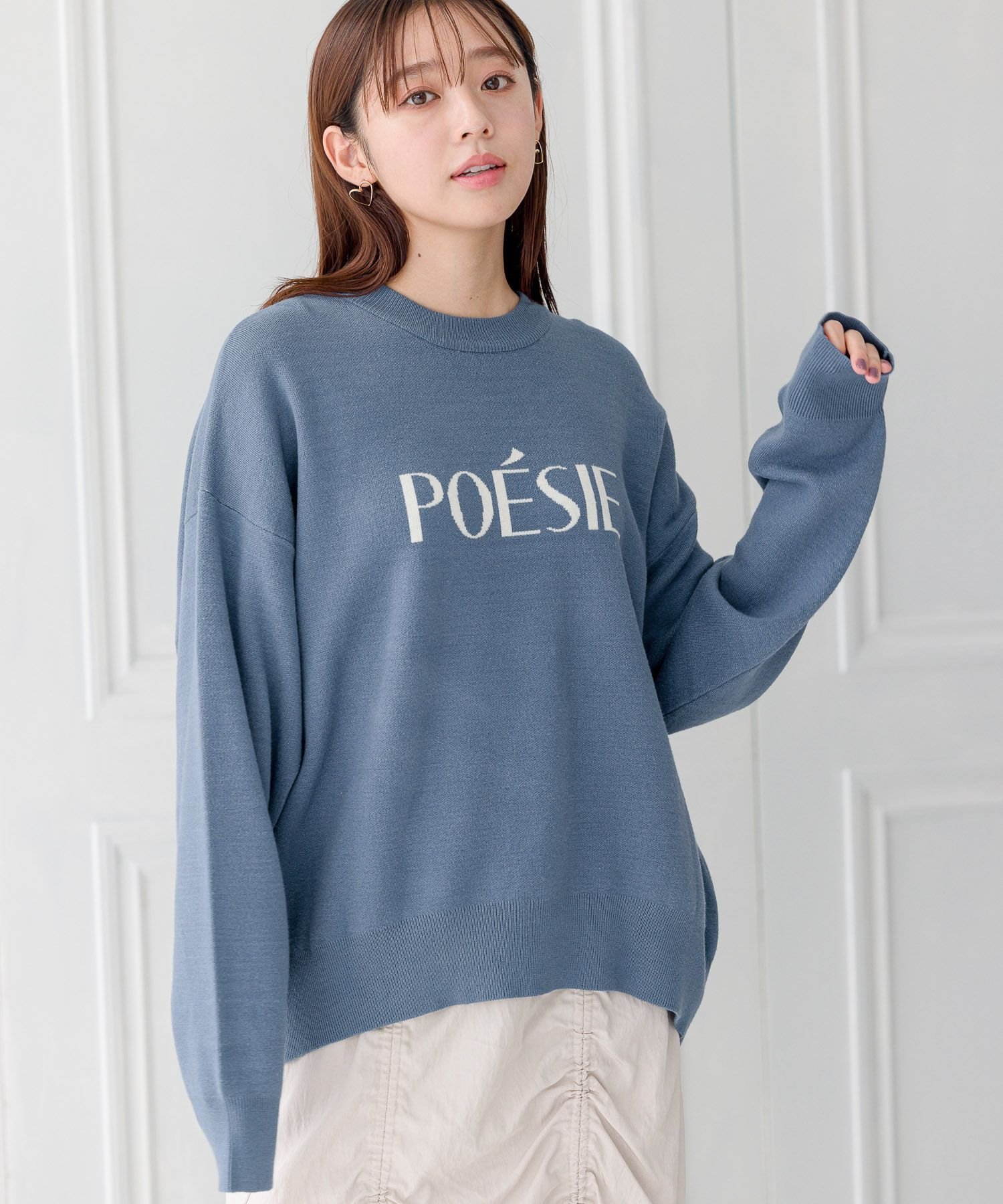 mysty woman (W)ジャカードロゴニットPO ミスティウーマン トップス カットソー・Tシャツ ブルー ブラウン ピンク【送料無料】のサムネイル