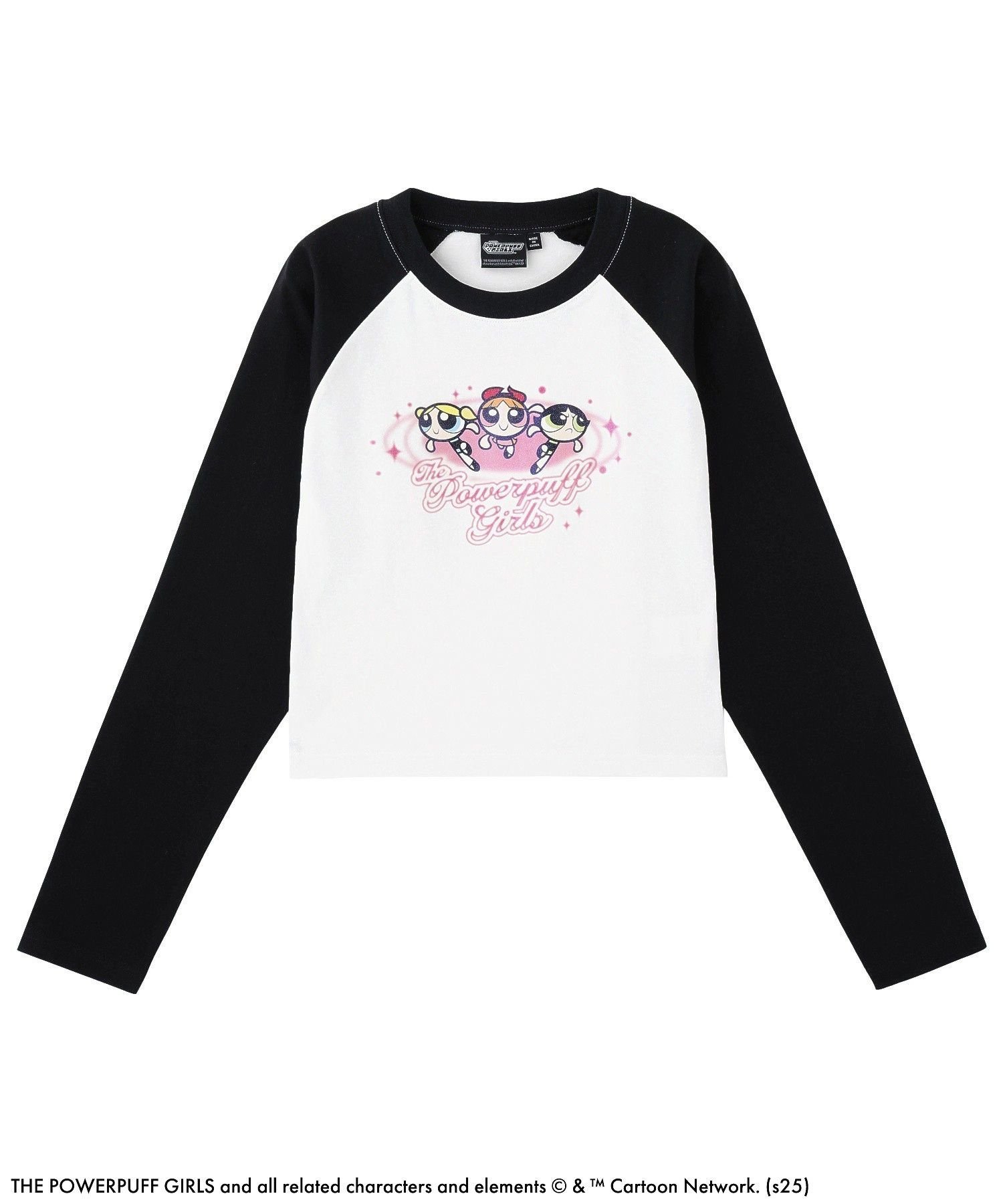 [SALE/30%OFF]X-girl X-girl x THE POWERPUFF GIRLS RAGLAN L/S BABY TEE 엑스걸 탑스 컷소우·T셔츠 화이트 블랙[무료우송]