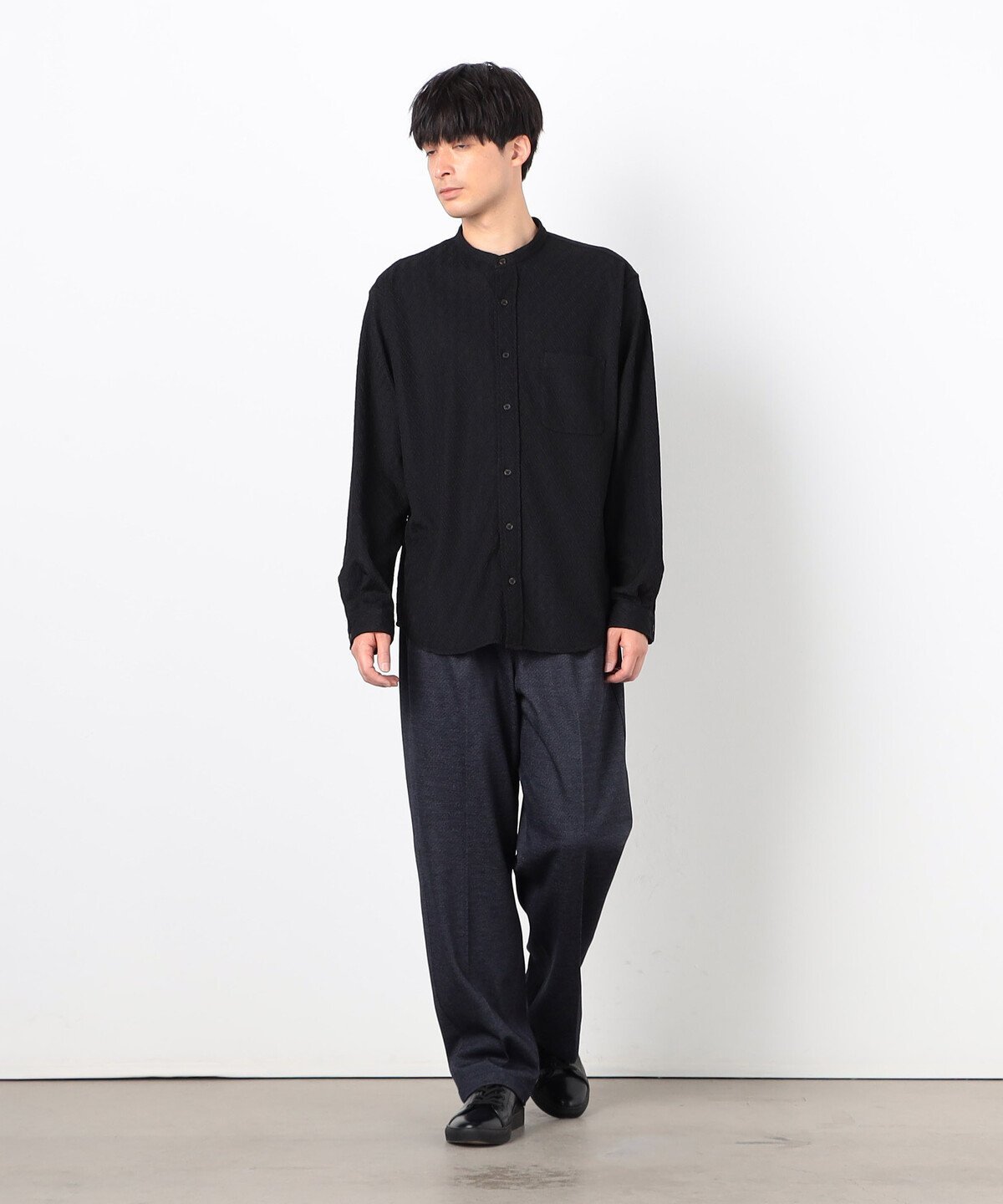 デニムライクストレッチ ワイドシェフパンツ コムサイズム パンツ その他のパンツ ネイビー