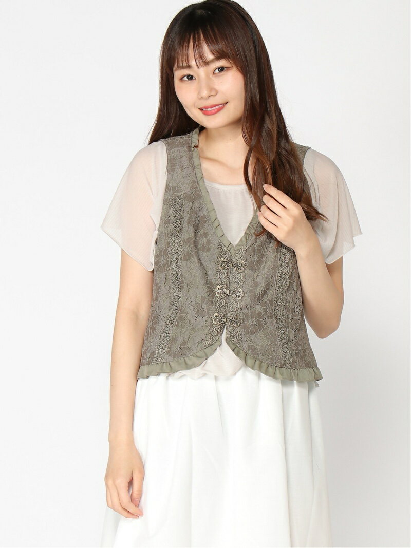 【SALE／40%OFF】axes femme (W)ビットデザインレースベスト アクシーズファム トップス その他のトップス カーキ ネイビー ホワイトのサムネイル