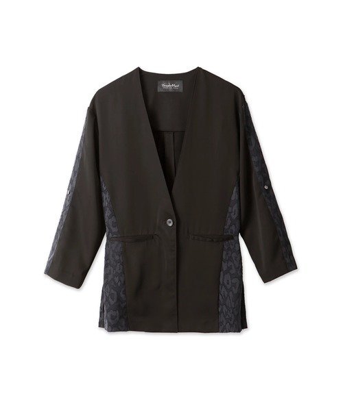 【SALE/40%OFF】TORNADO MART 【LADIES'】TORNADO MART∴切替ノーカラージャケット トルネードマート ジャケット・アウター その他のジャケット・アウター ベージュ ブラック【送料無料】