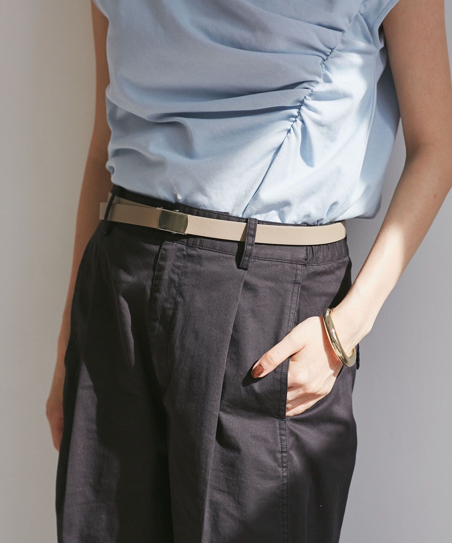 VIS 20mm幅スムースガチャベルト ビス ファッション雑貨 ベルト ブラック ベージュ