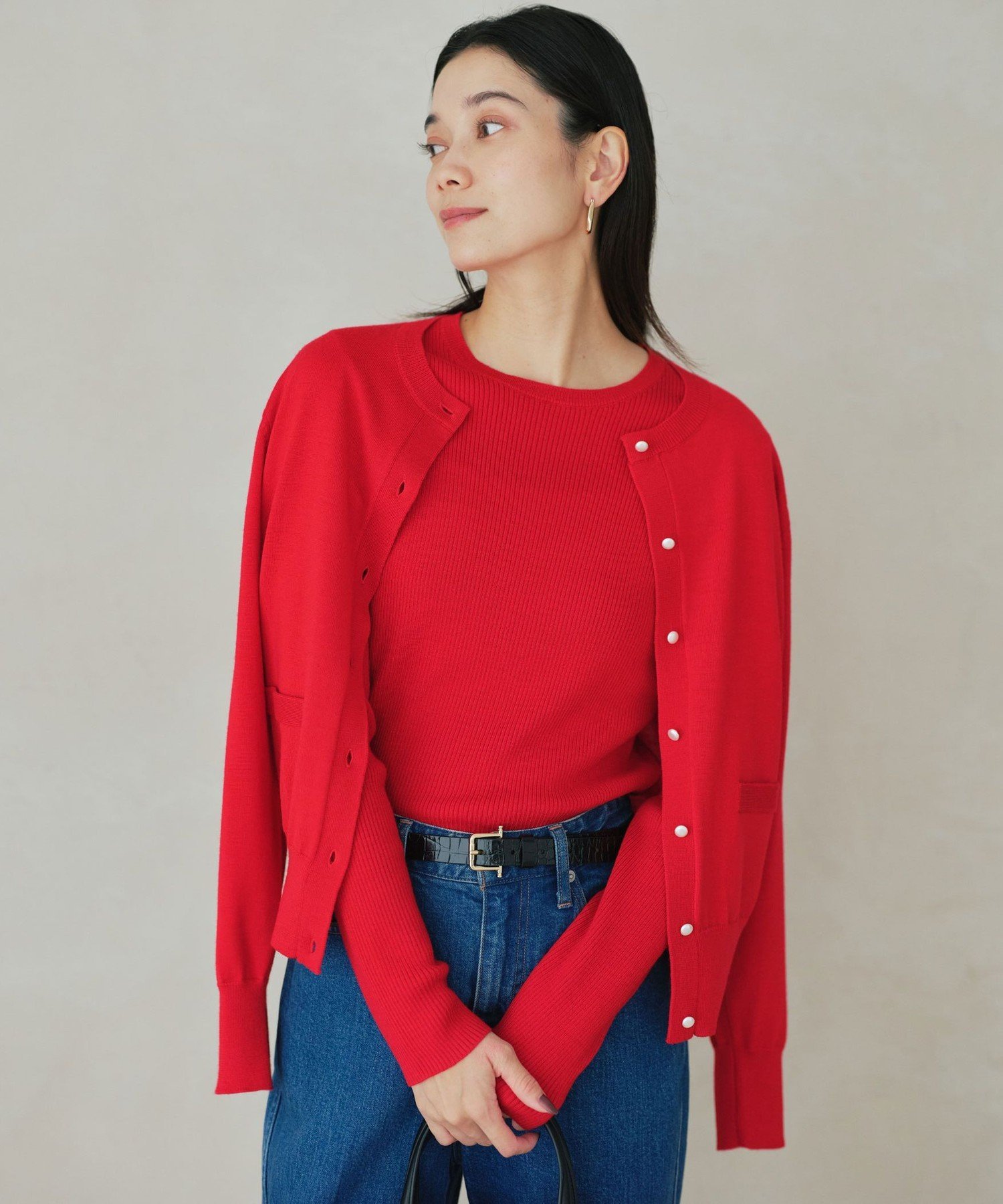 UNITED ARROWS green label relaxing ウール リブ クルーネック ニット プルオーバー ウォッシャブル ユナイテッドアローズ グリーンレーベルリラクシング トップス ニット グレー ホワイト ブラック レッド【送料無料】のサムネイル