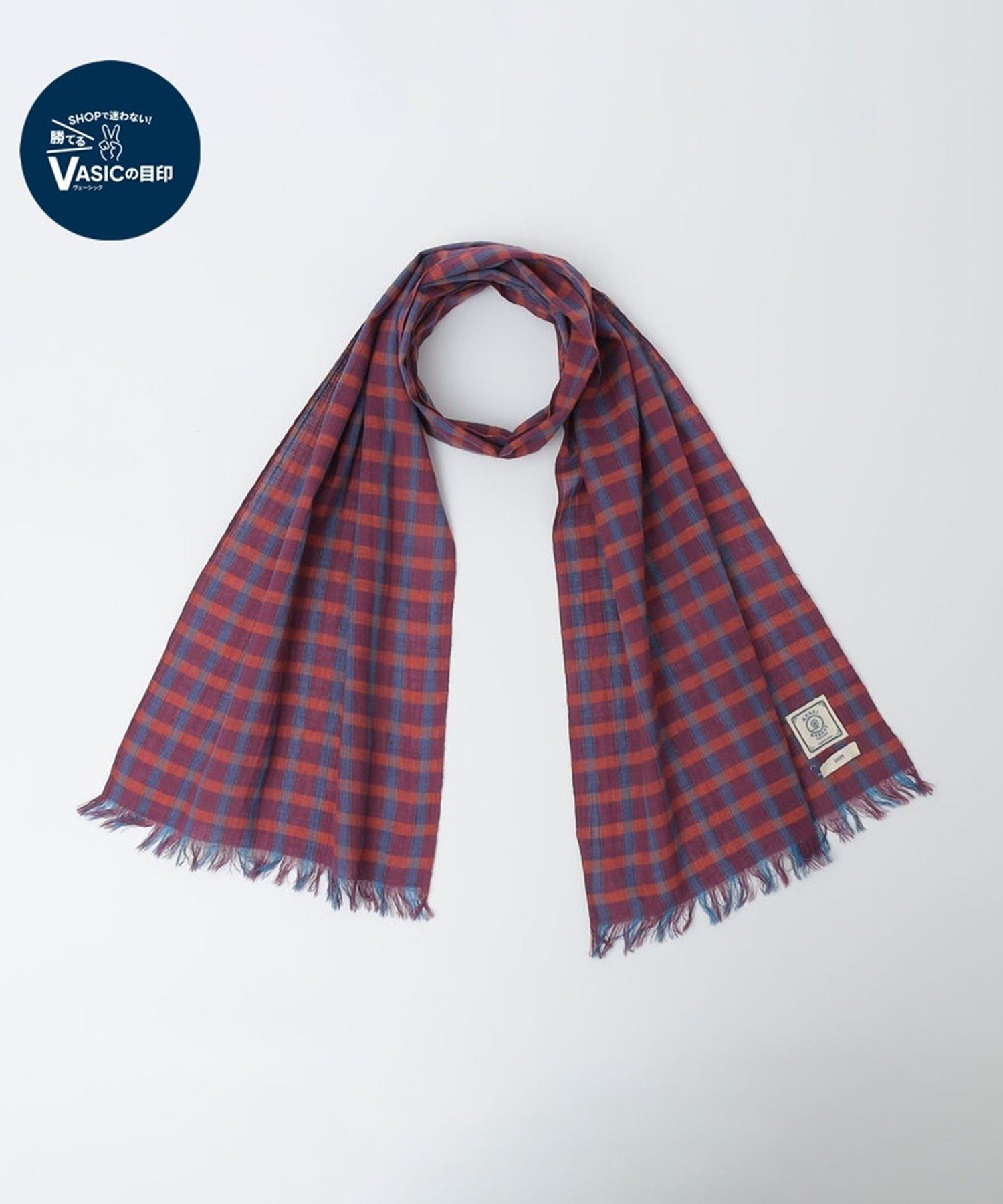 MEN SHIPS: KHADI コットン スカーフ シップス ファッション雑貨 マフラー・ストール・ネックウォーマー ネイビー レッド ワインレッド