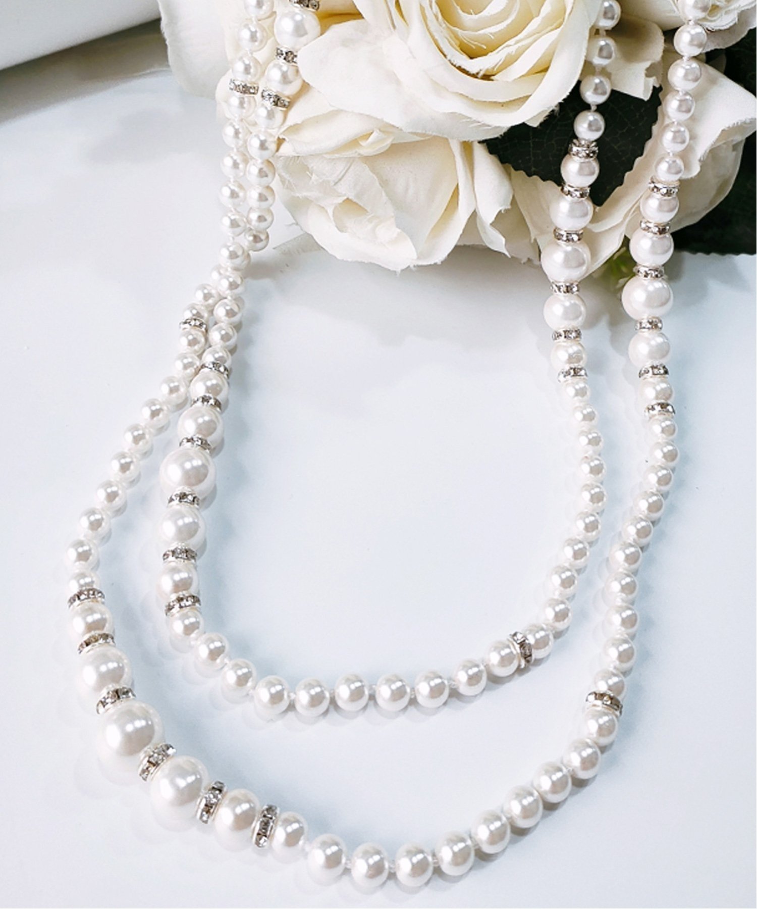 【SALE／50%OFF】DRESS+ フェイクパールロングネックレス ドレスプラス アクセサリー・腕時計 ネックレス ホワイト
