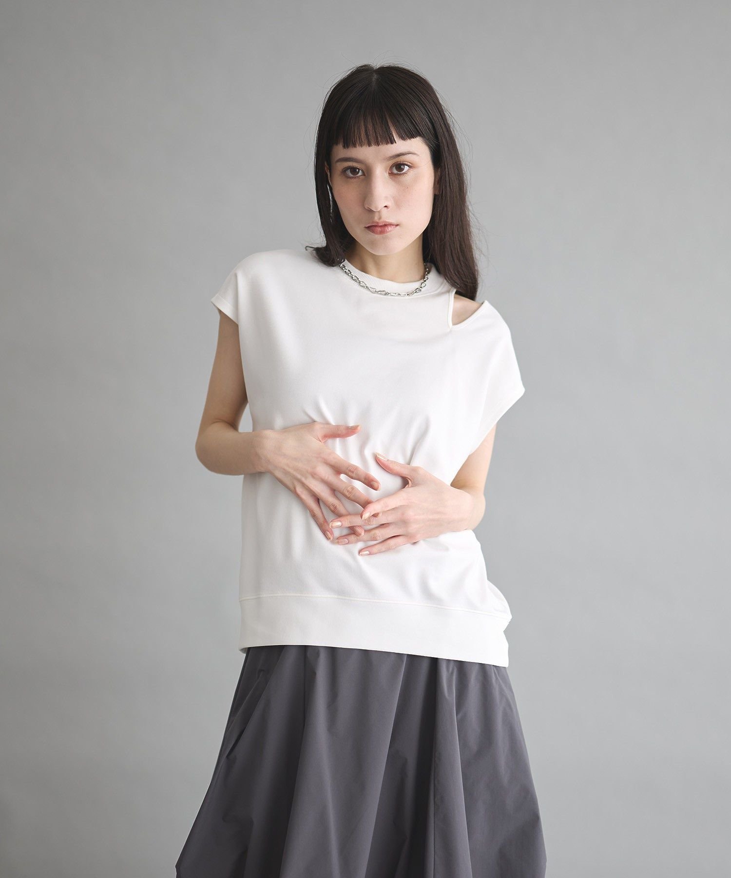 【SALE／40%OFF】GARAGE OF GOOD CLOTHING 【日本製】スムースショルダースリットプルオーバー ガレージ オブ グッド クロージング トップス カットソー・Tシャツ ホワイト ブラック【送料無料】
