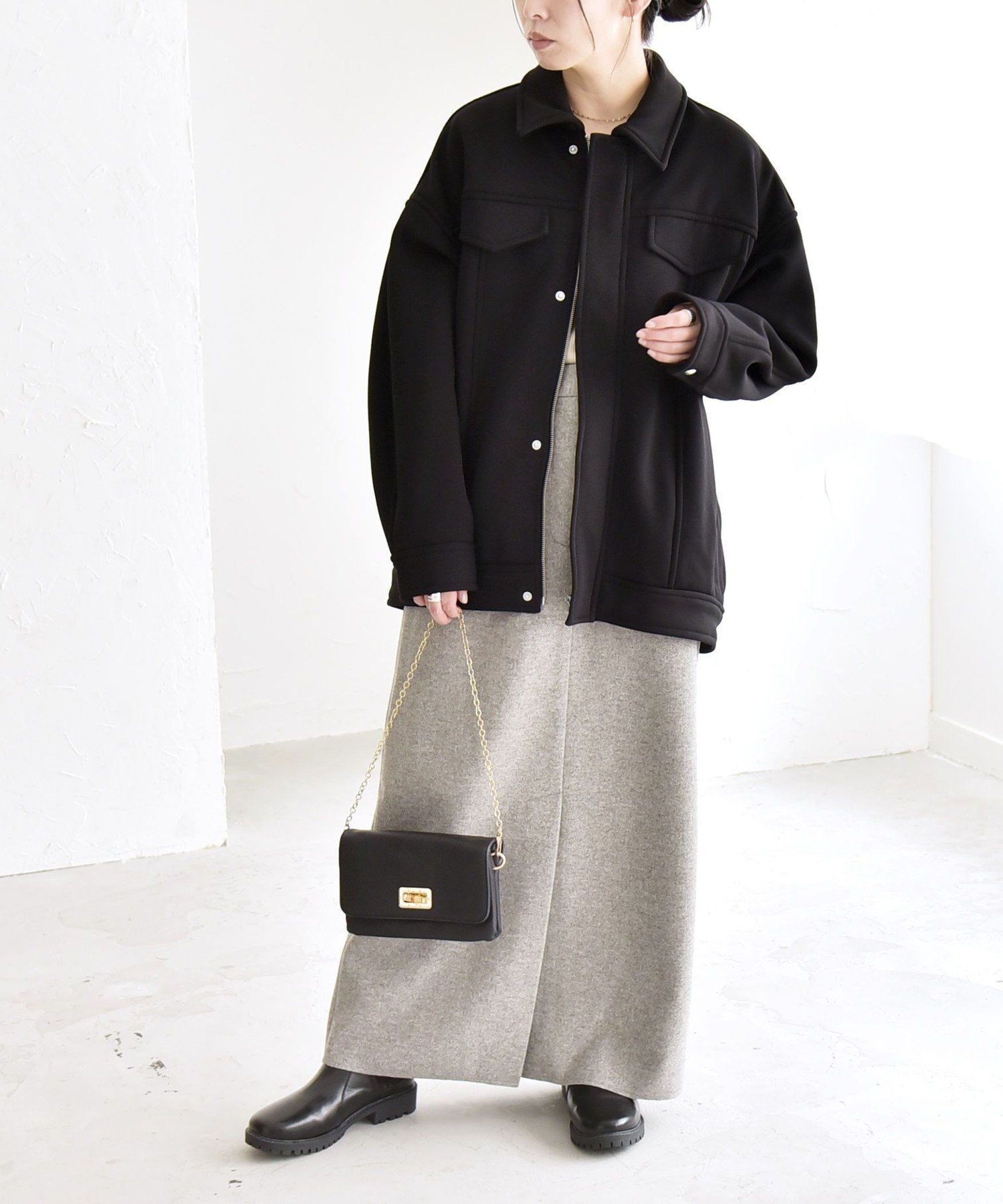 【SALE／45%OFF】quaranciel quaranciel:＜洗濯機可能＞ダンボール 裏起毛 コクーン オーバー シャツ ジャケット シップス ジャケット・アウター ブルゾン・ジャンパー グリーン ブラック【送料無料】