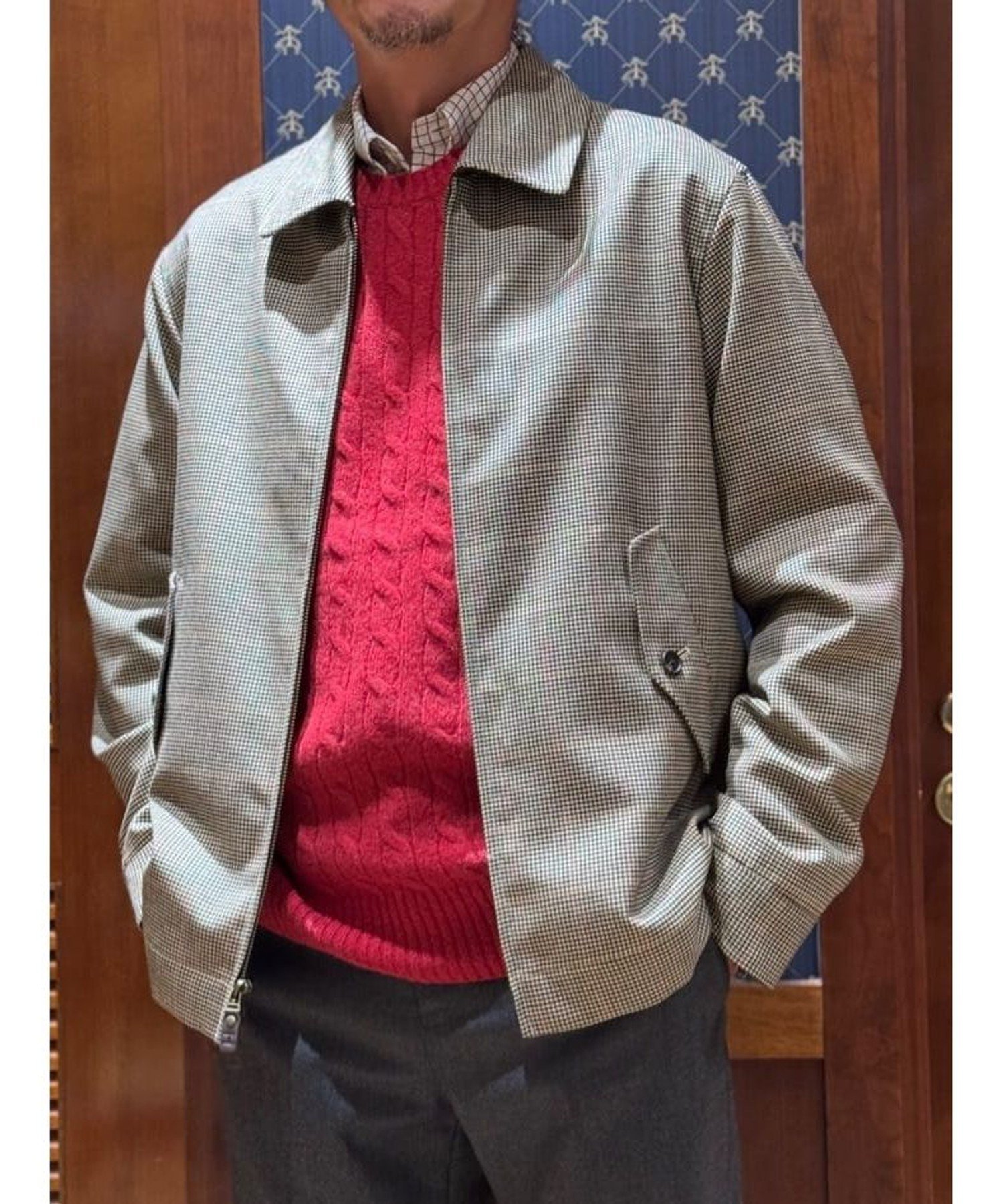 Wool Gun Club Check Zip Jacket: Brown 330001628