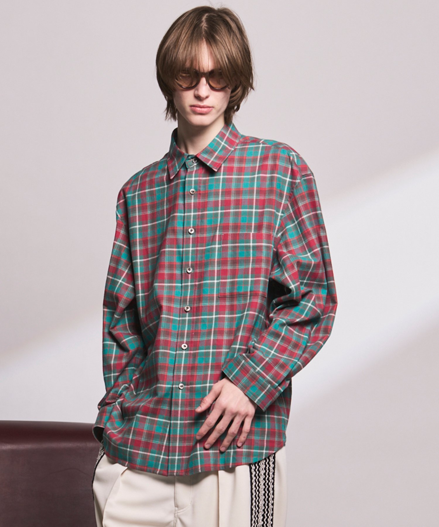 MAISON SPECIAL Regular Collar Prime-Over Shirt メゾンスペシャル トップス シャツ・ブラウス ベージュ グリーン レッド ネイビー