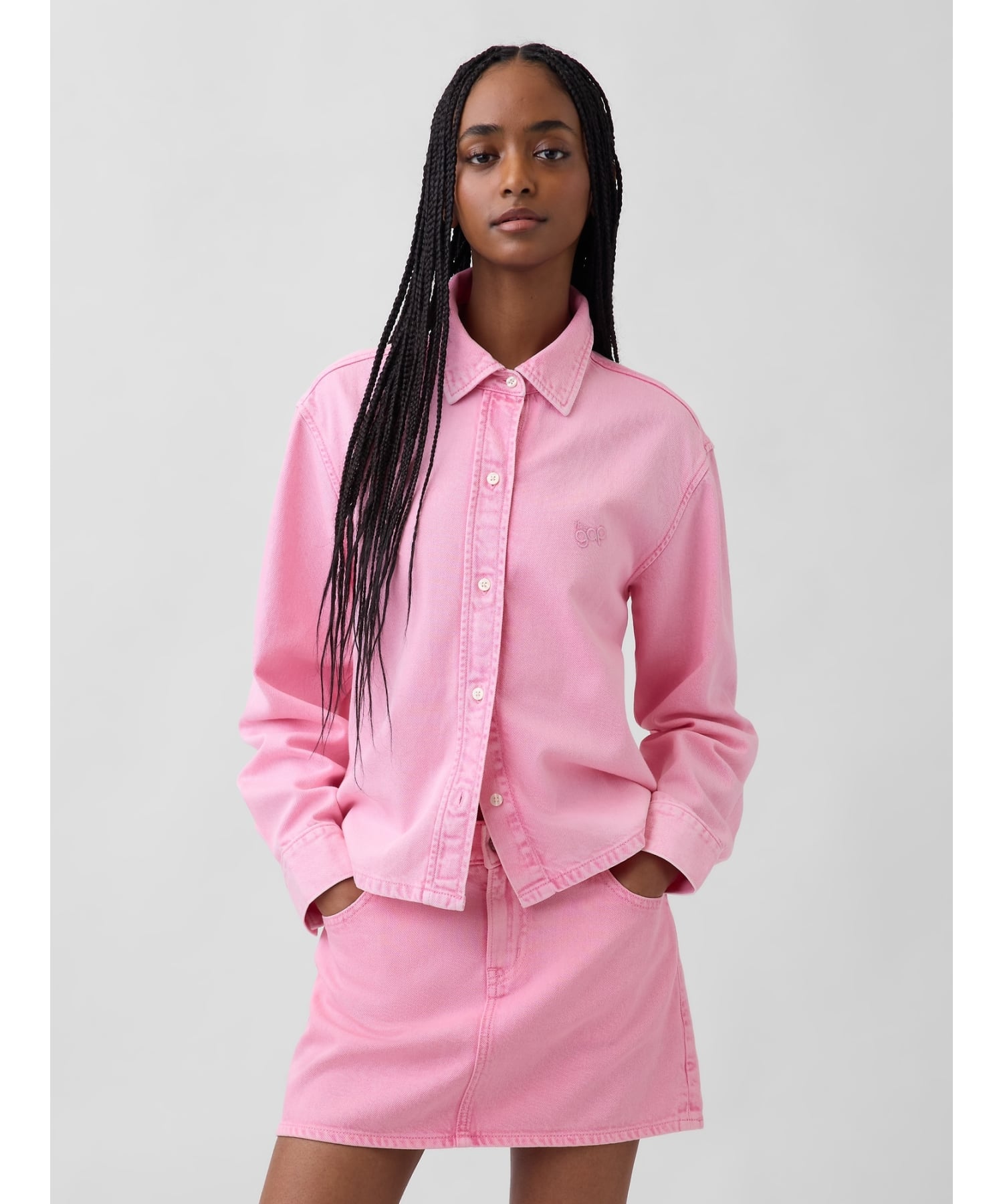 GAP (W)ウルトラソフトデニム GAPロゴシャツ ギャップ トップス シャツ・ブラウス ピンク【送料無料】