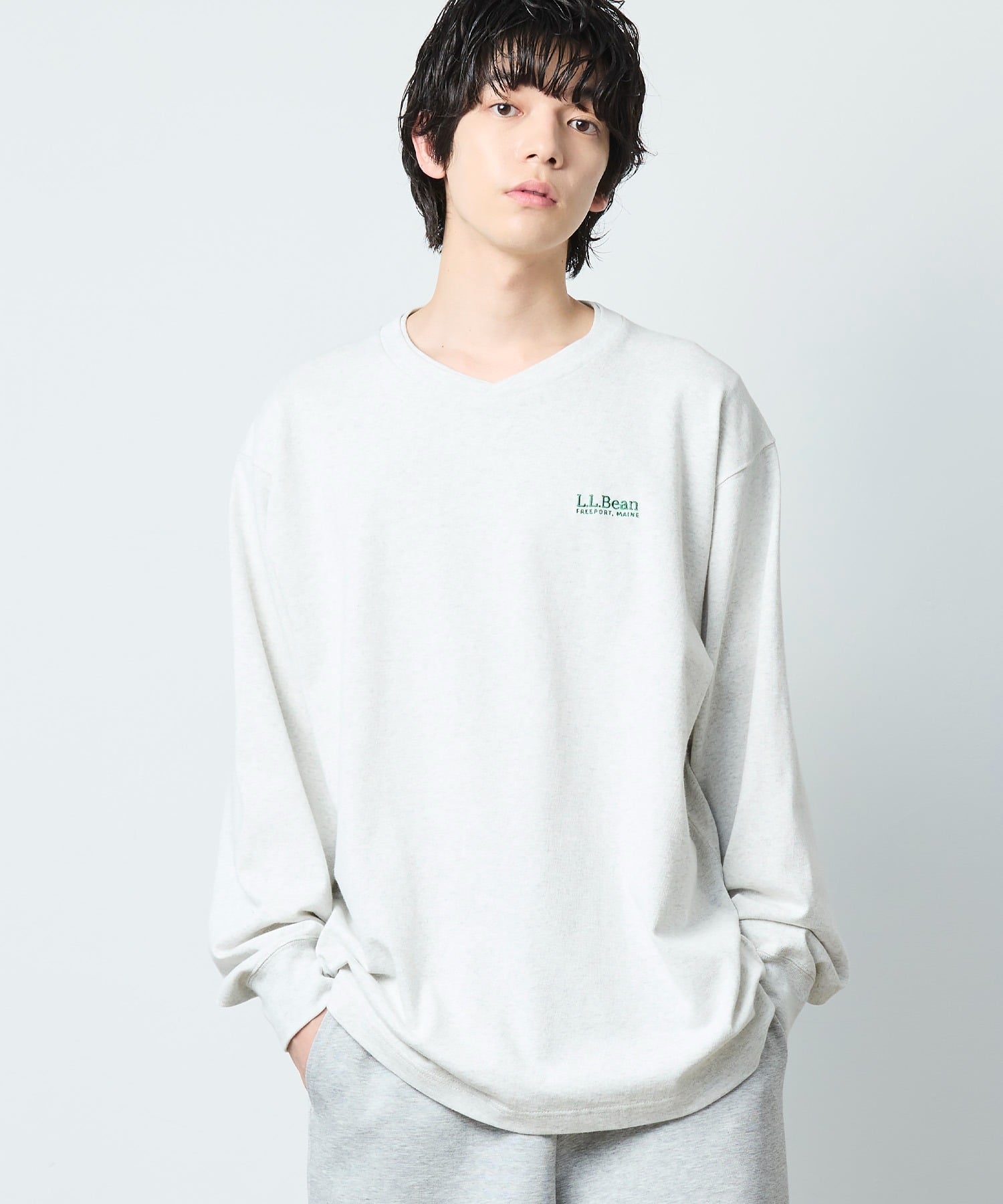 【JAPAN EDITION】ユニオン・ロングスリーブ・ティ エルエルビーン トップス カットソー・Tシャツ ブルー グレー ホワイト