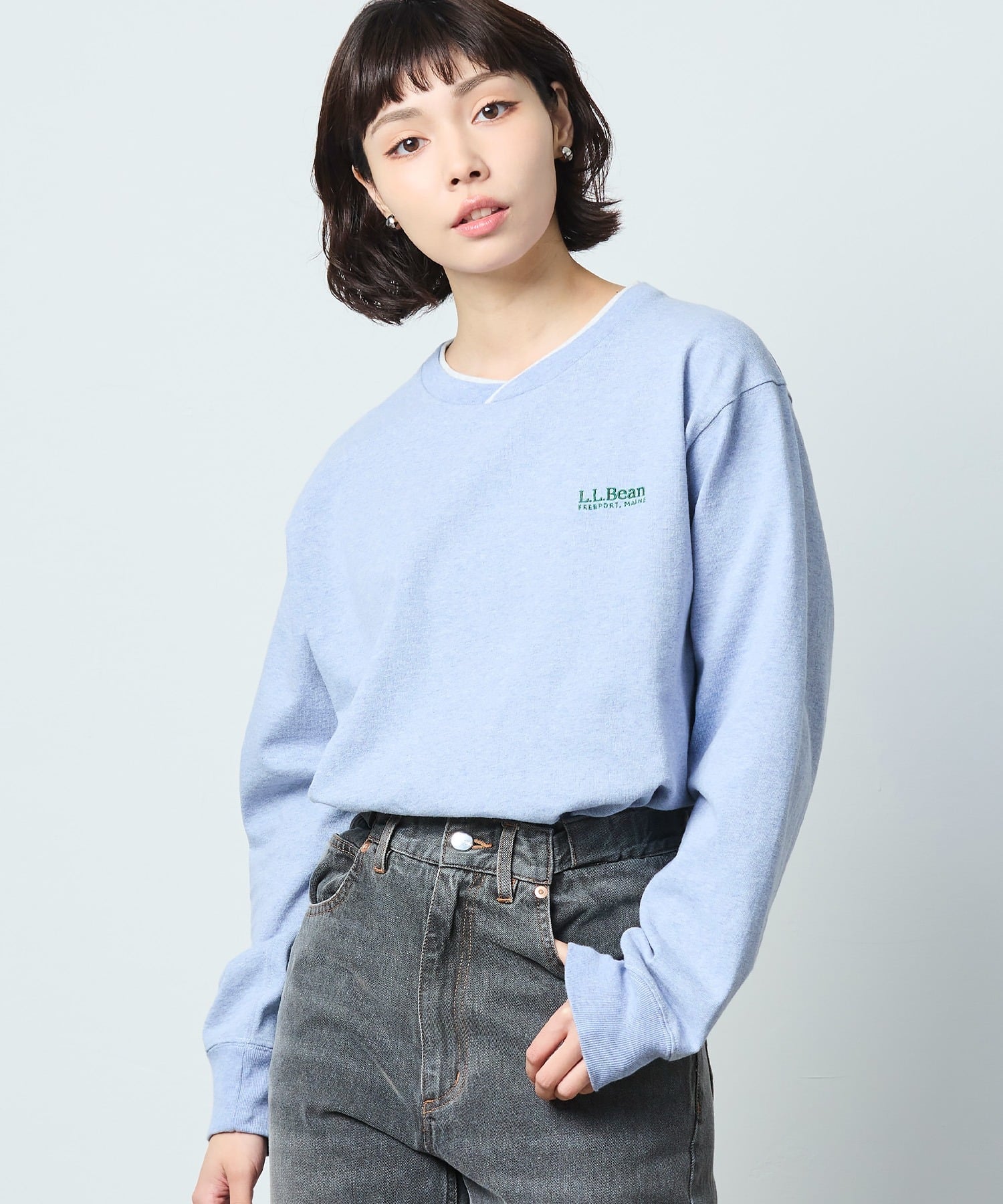 【JAPAN EDITION】ユニオン・ロングスリーブ・ティ エルエルビーン トップス カットソー・Tシャツ ブルー グレー ホワイト