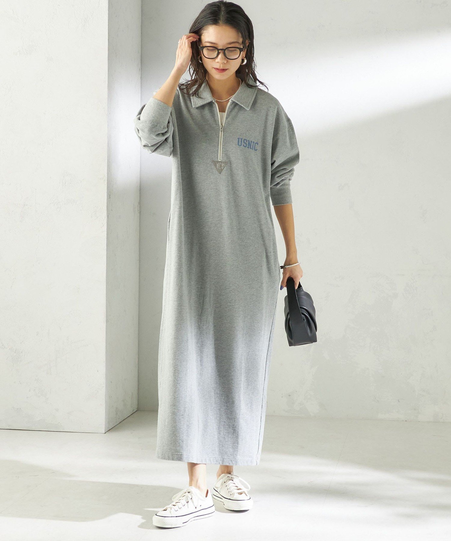 SHIPS WOMEN NINE CASE:＜洗濯機可能＞裏毛 スウェット ワンピース シップス ワンピース・ドレス ワンピース ネイビー グレー【送料無料】