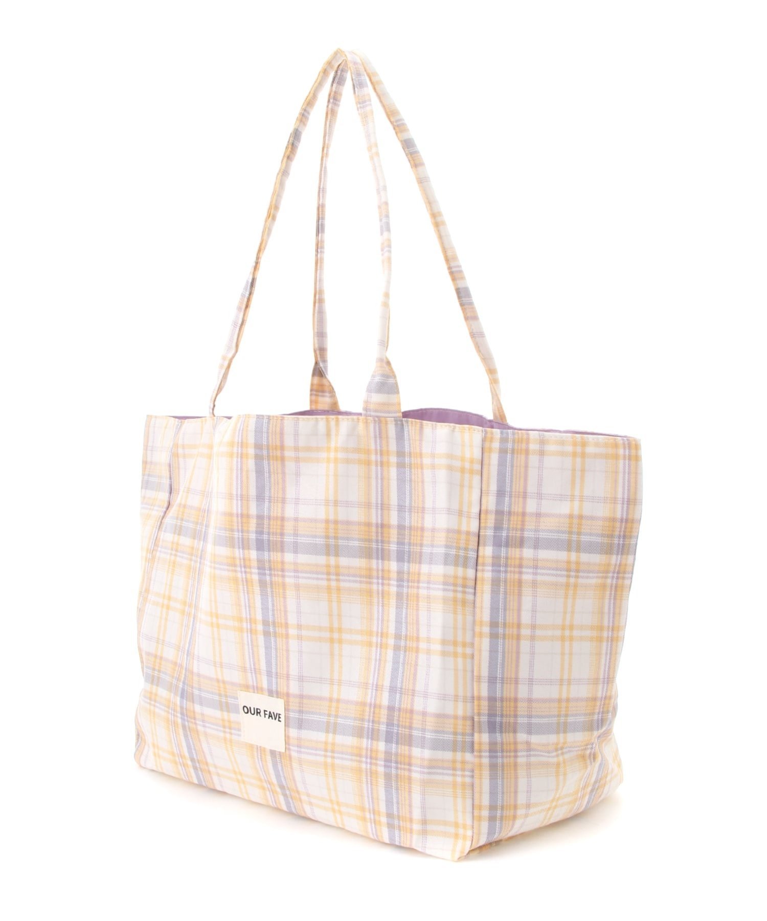 Mignonjour Mignonjour/(W)チェック柄リバーシブルトートバッグ ミニョントレフル ルームヨンマルサンセレクティッド バッグ トートバッグ パープル ブルー