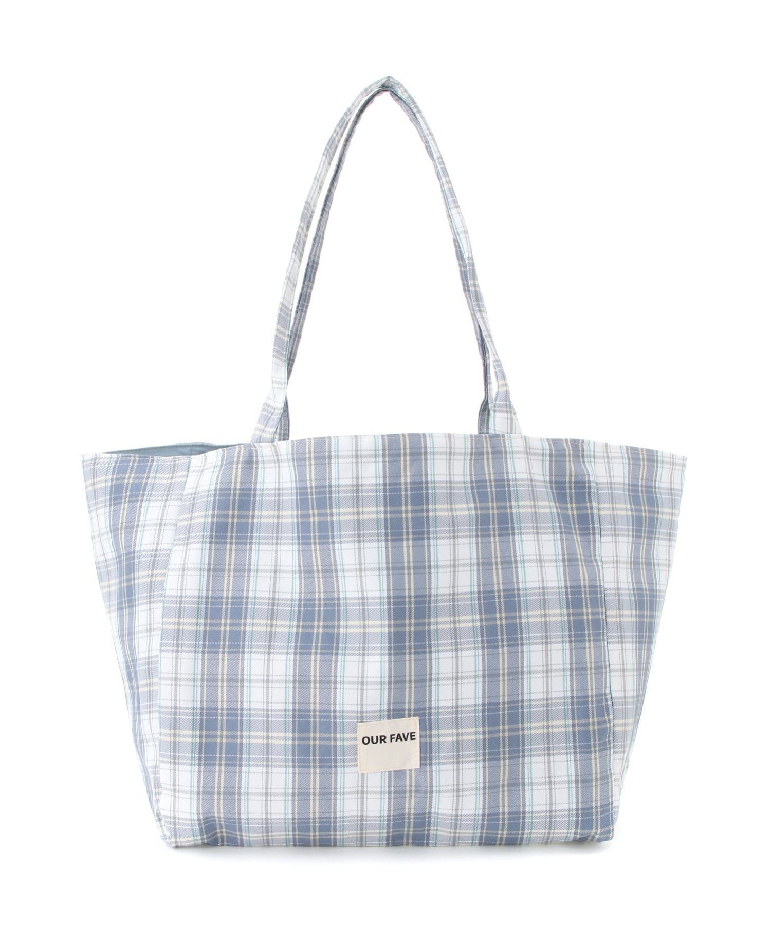Mignonjour Mignonjour/(W)チェック柄リバーシブルトートバッグ ミニョントレフル ルームヨンマルサンセレクティッド バッグ トートバッグ パープル ブルー