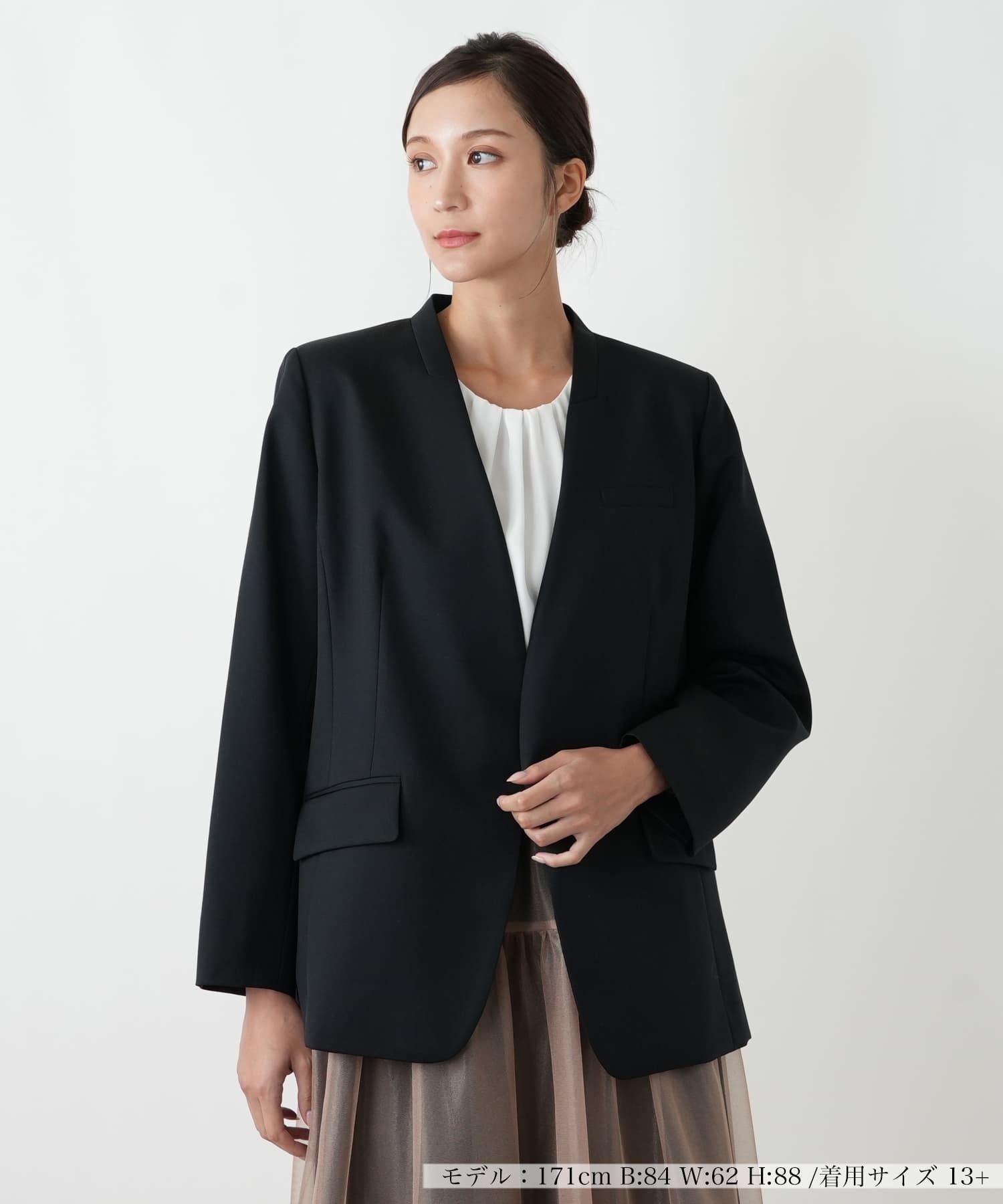 Leilian PLUS HOUSE ジャケット【BOURGE】 レリアン プラスハウス ジャケット・アウター テーラードジャケット・ブレザー ブラック