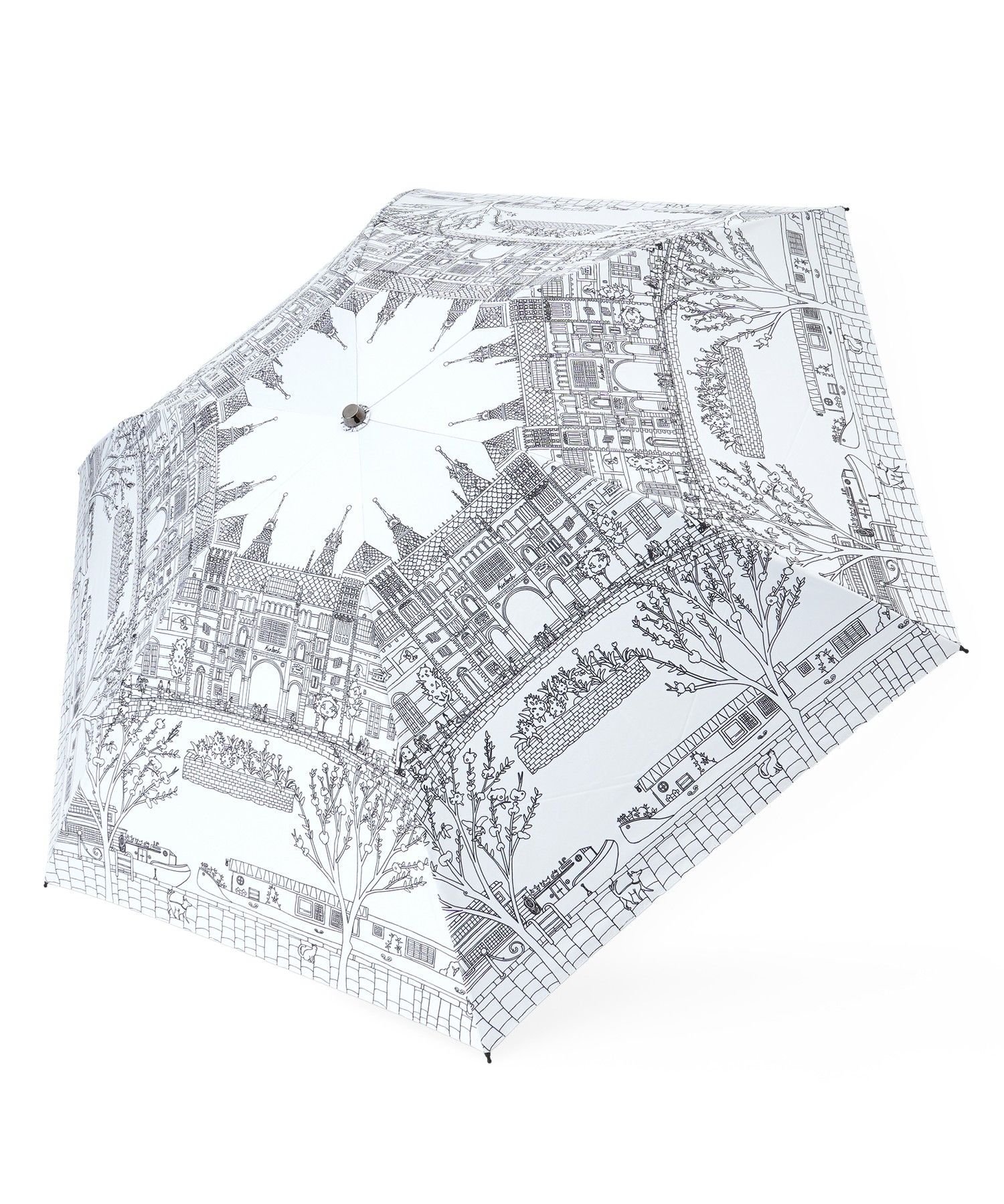【SALE／29%OFF】Leilian プリント晴雨兼用折り畳み傘 レリアン ファッション雑貨 その他のファッション雑貨 ホワイト【送料無料】